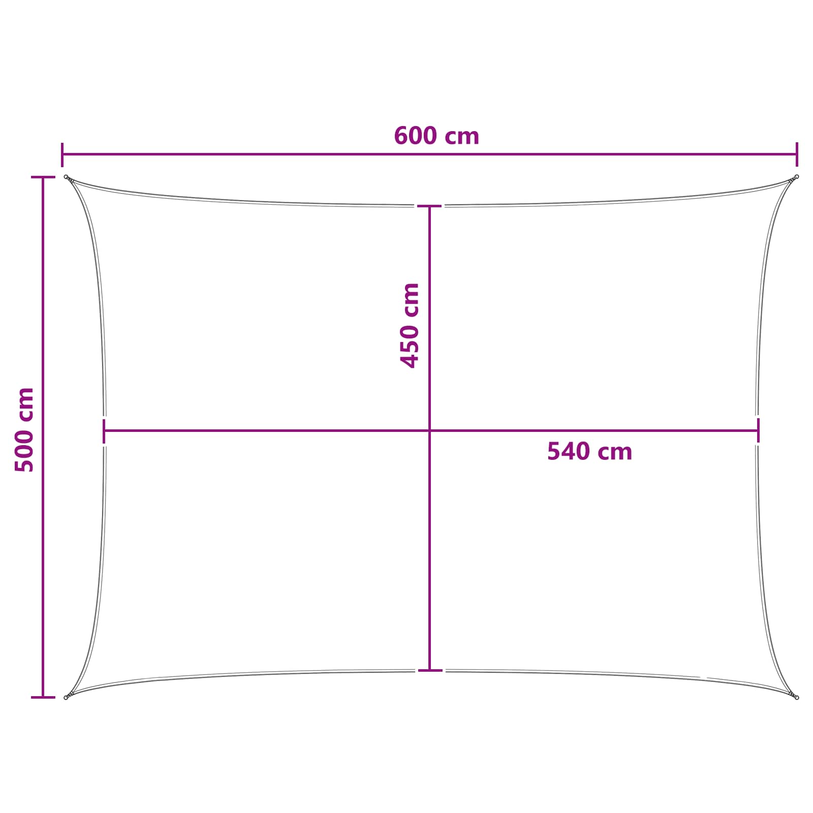 Sonnensegel 5 x 6 m HDPE Rechteckig Anthrazit und Weiß