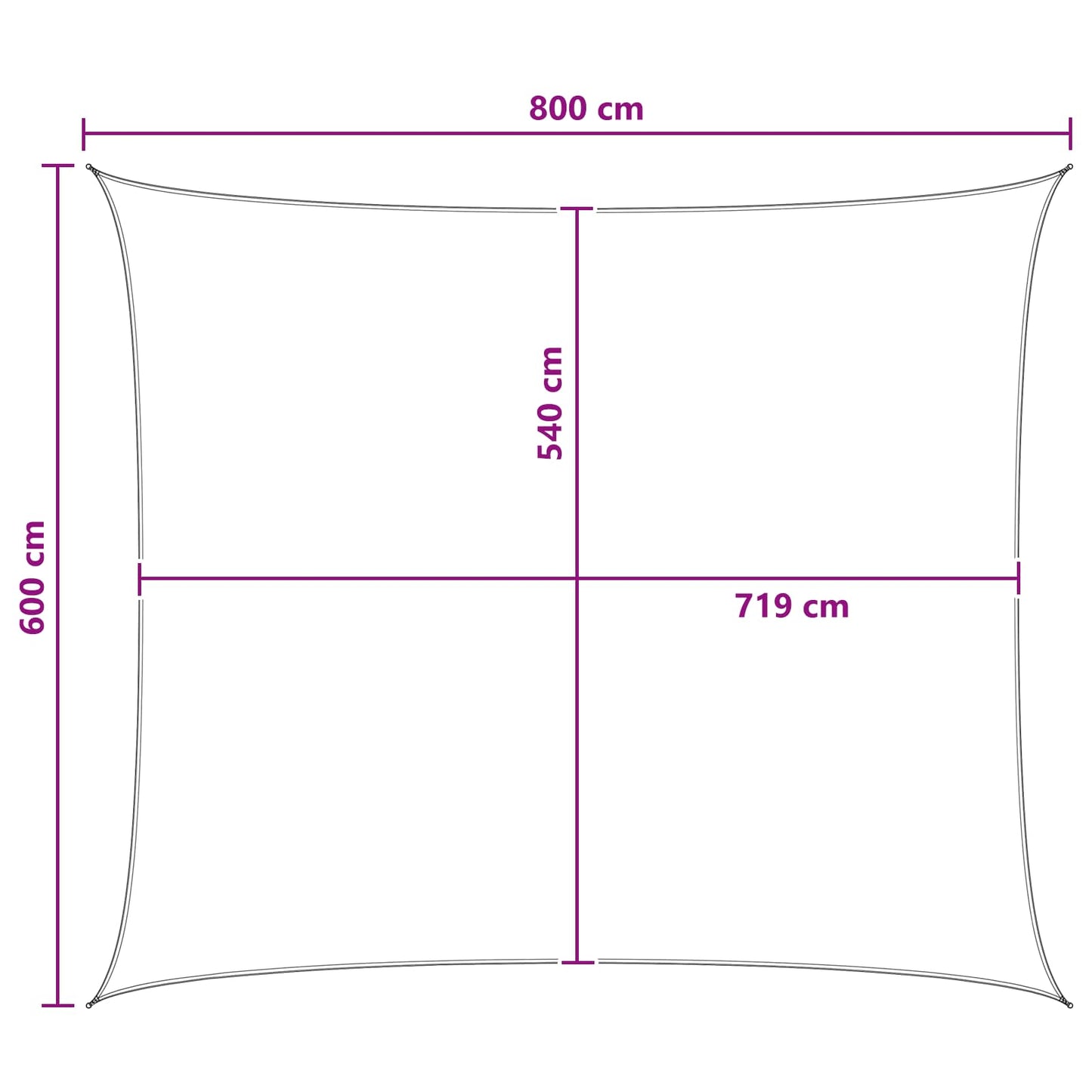 Sonnensegel 6 x 8 m HDPE Rechteckig Anthrazit und Weiß