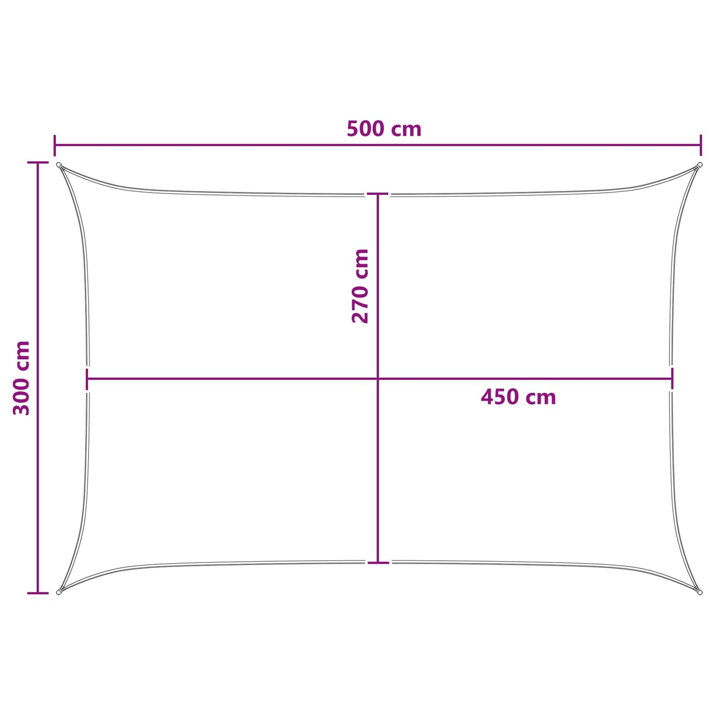 Sonnensegel 3 x 5 m HDPE Rechteckig Gelb und Weiß