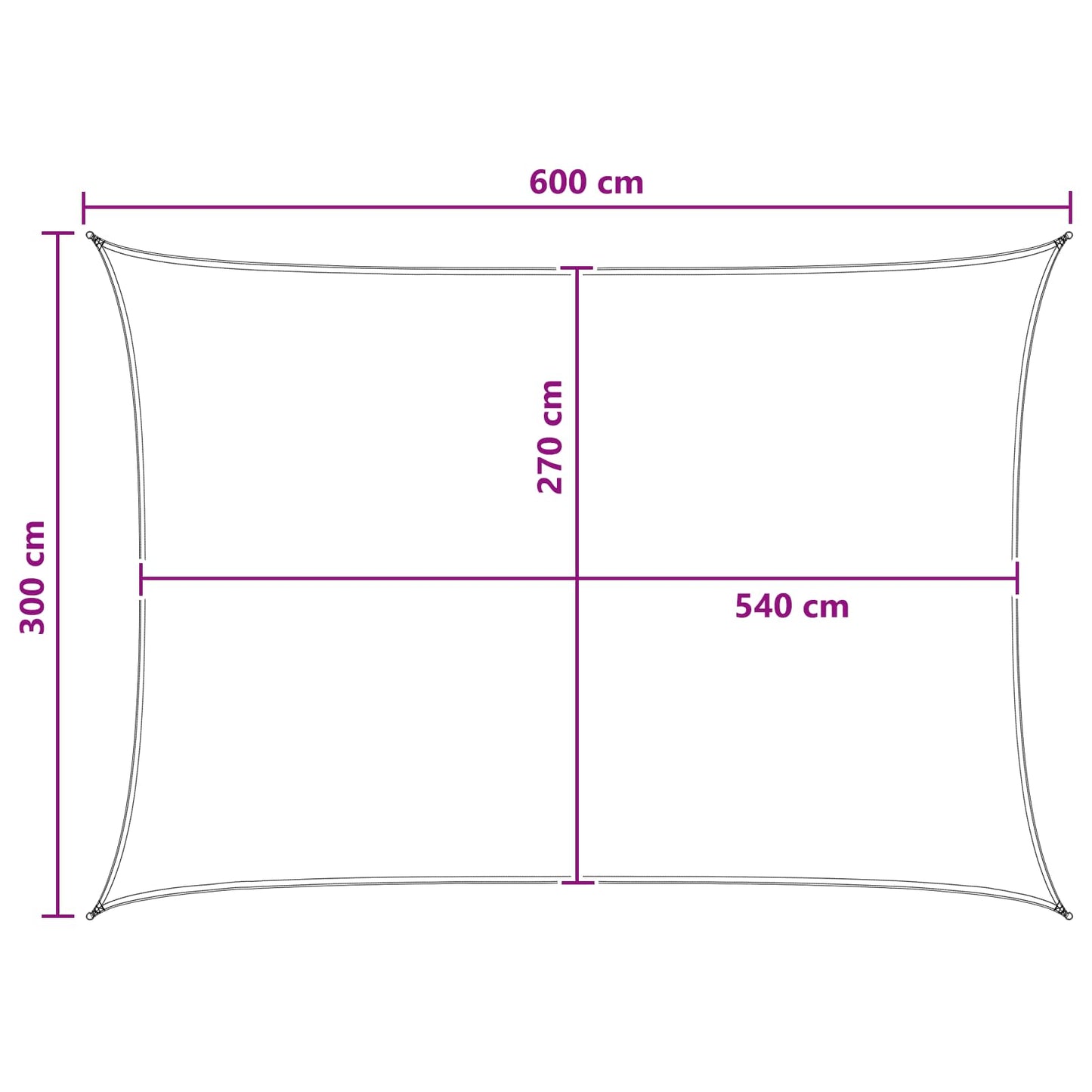 Sonnensegel 3 x 6 m HDPE Rechteckig Gelb und Weiß