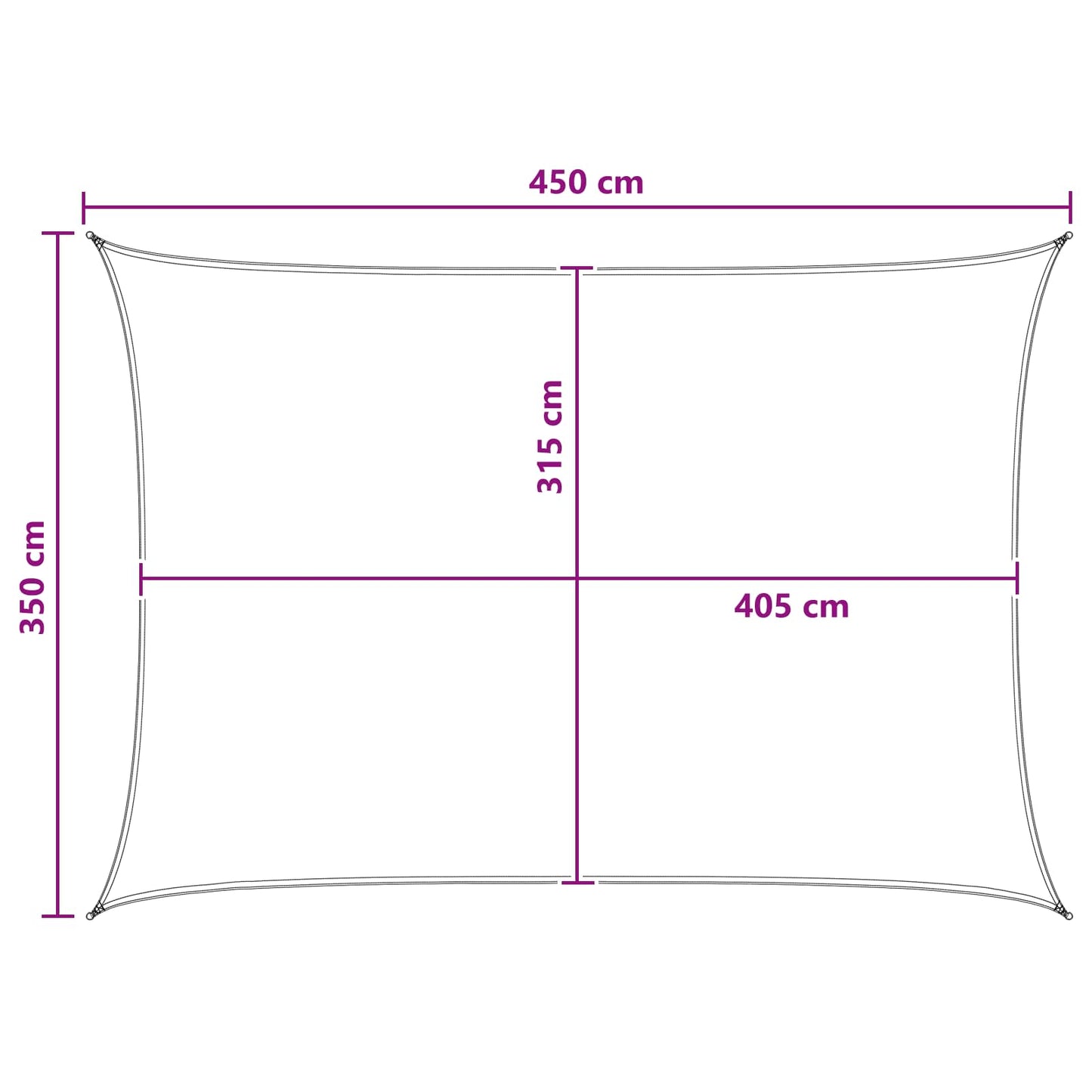 Sonnensegel 3,5 x 4,5 m HDPE Rechteckig Gelb und Weiß
