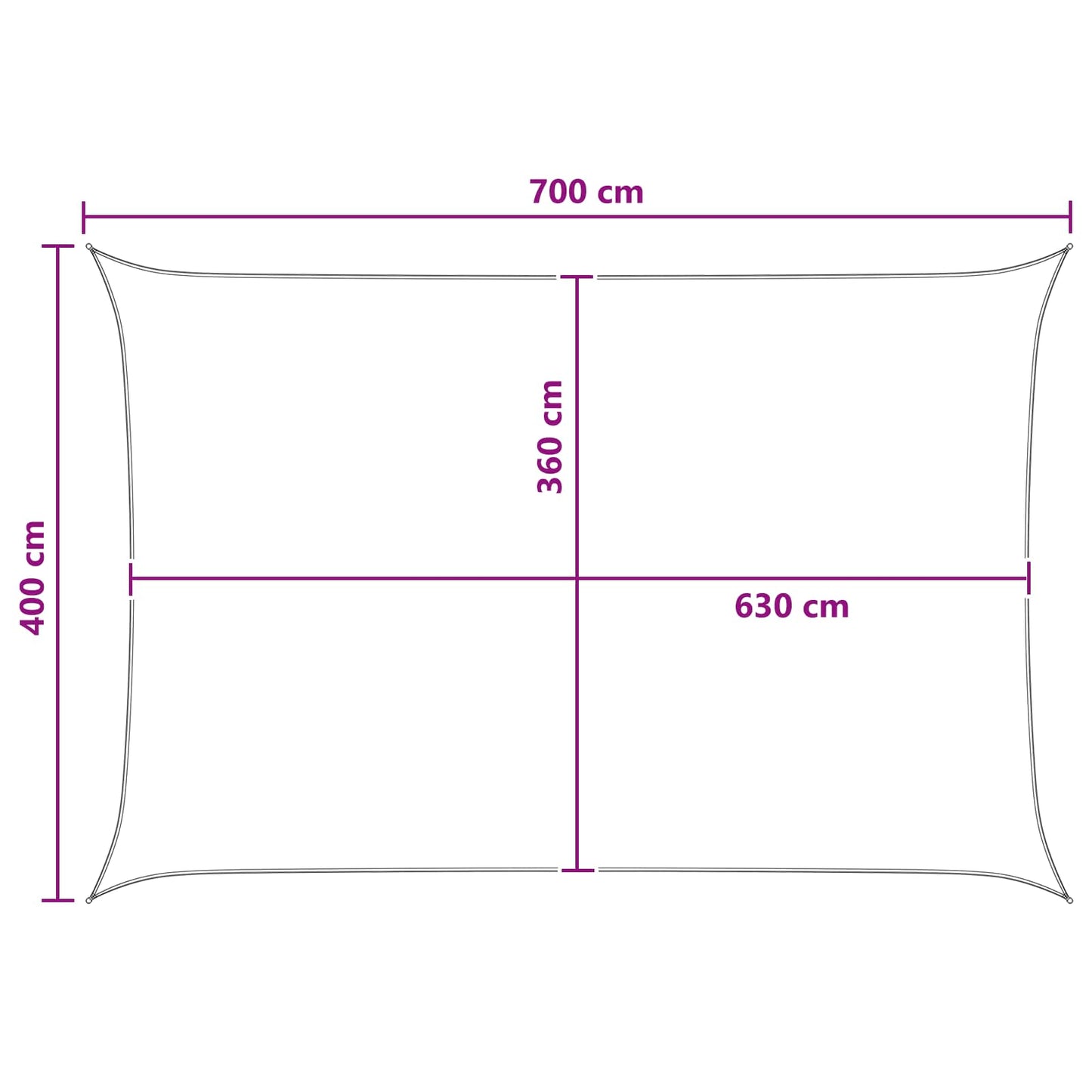 Sonnensegel 4 x 7 m HDPE Rechteckig Gelb und Weiß