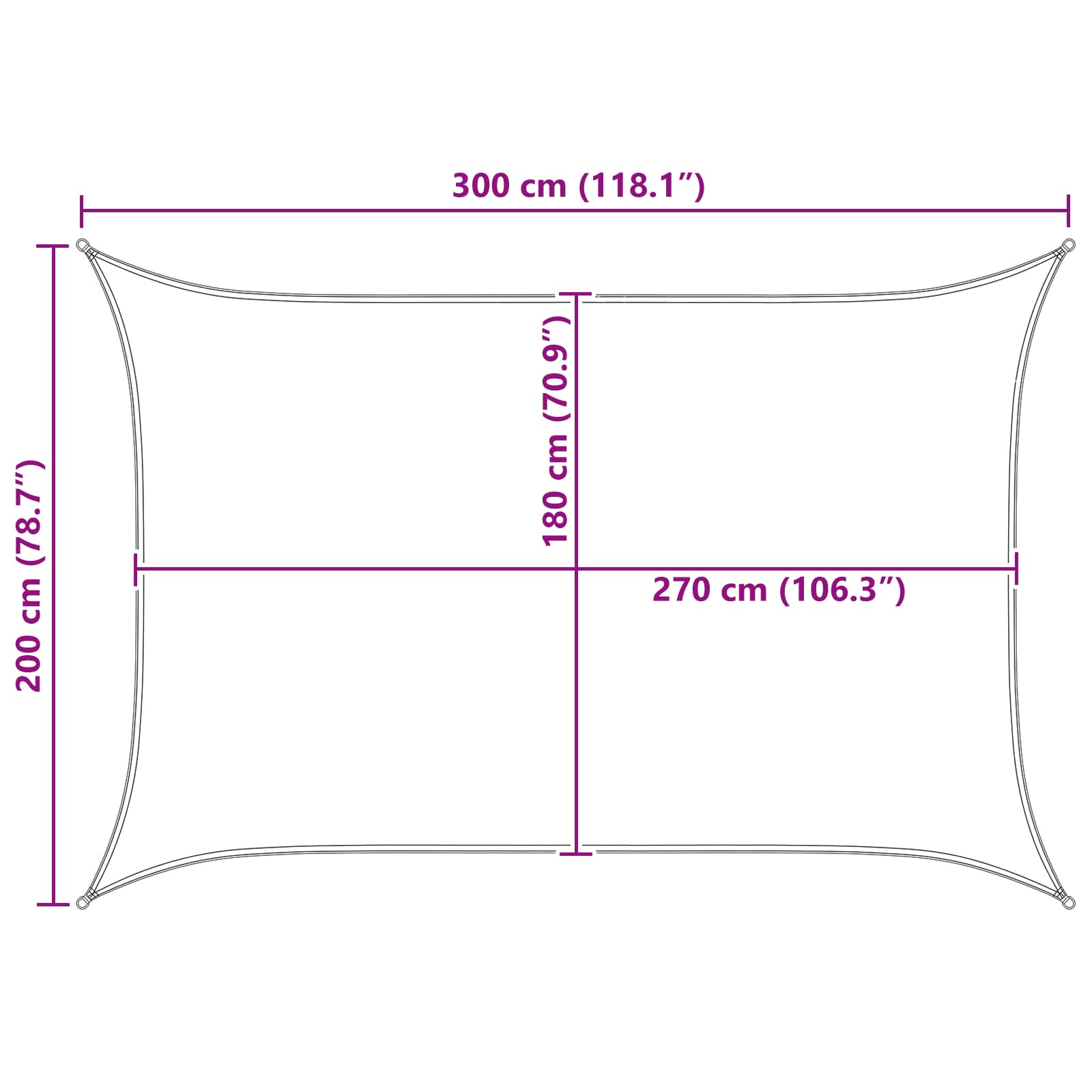 Sonnensegel 2 x 3 m HDPE Rechteckig Blau und Weiß