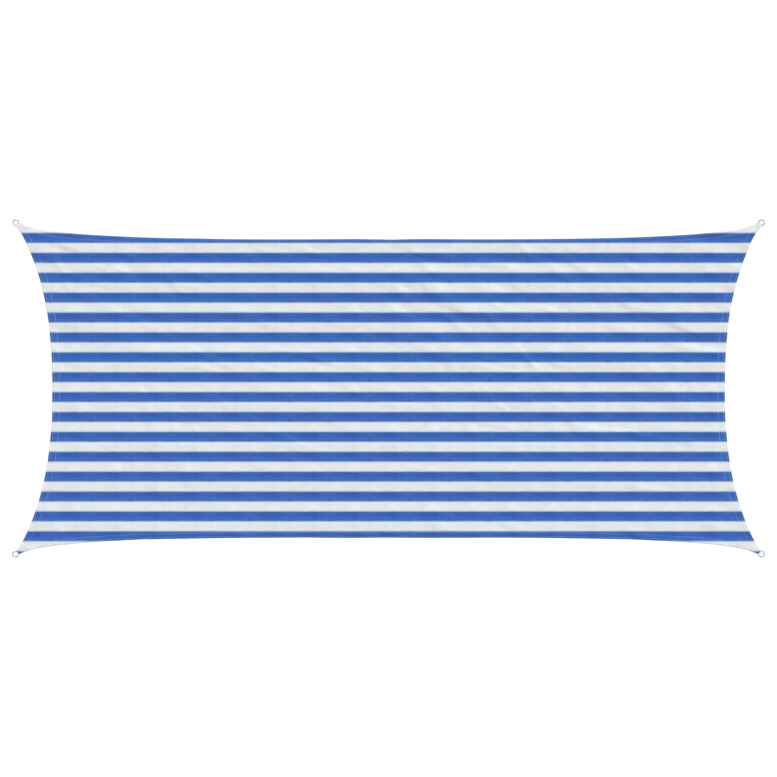 Sonnensegel 2 x 5 m HDPE Rechteckig Blau und Weiß