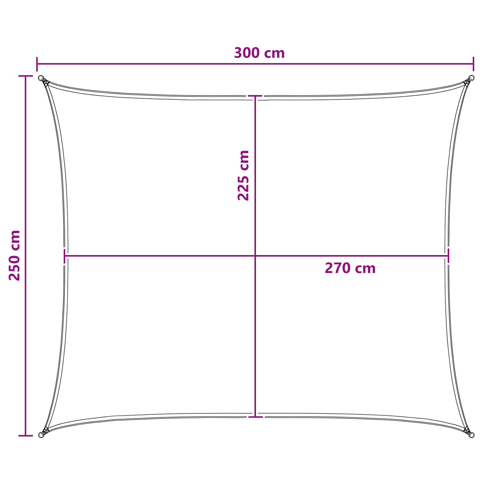Sonnensegel 2,5 x 3 m HDPE Rechteckig Blau und Weiß