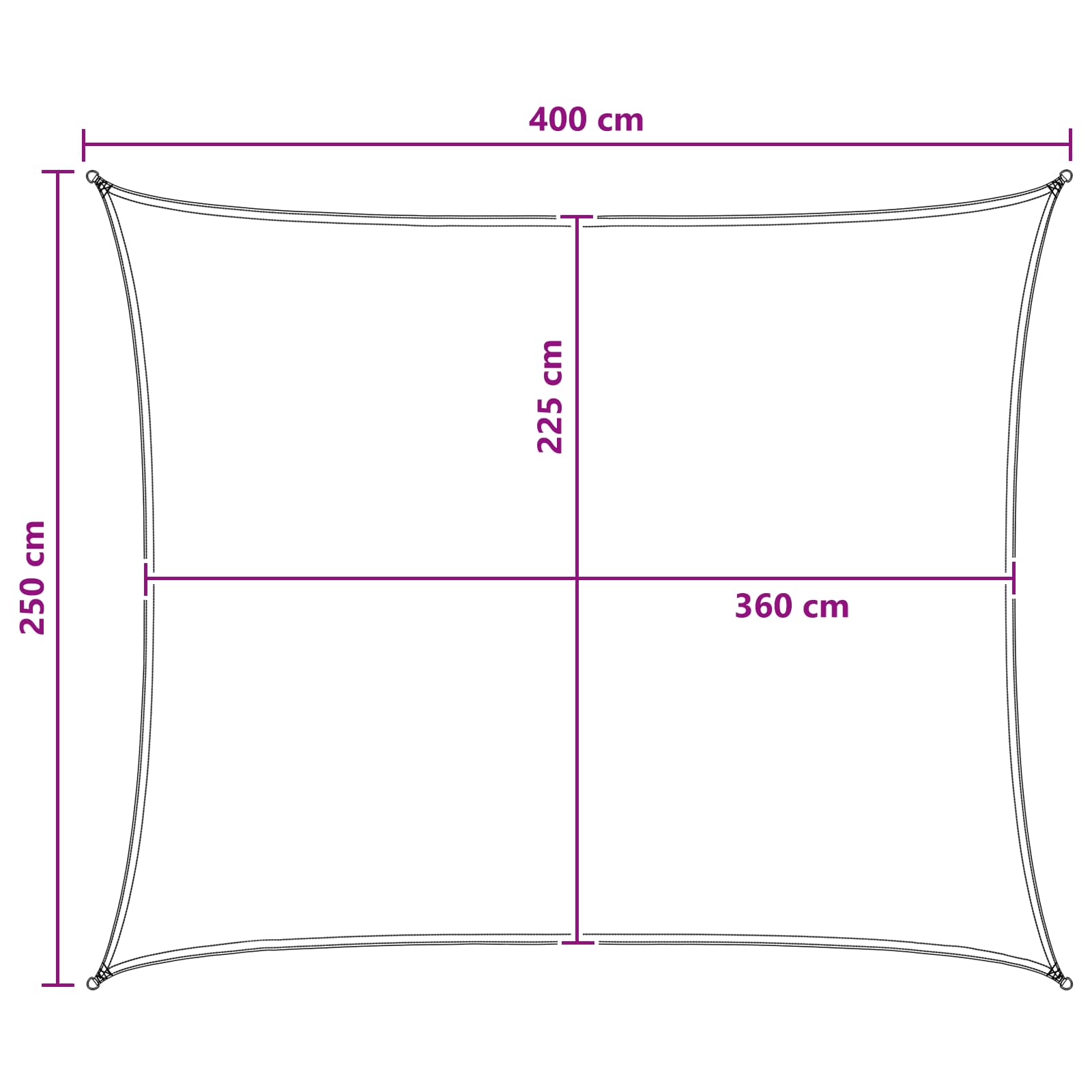 Sonnensegel 2,5 x 4 m HDPE Rechteckig Blau und Weiß