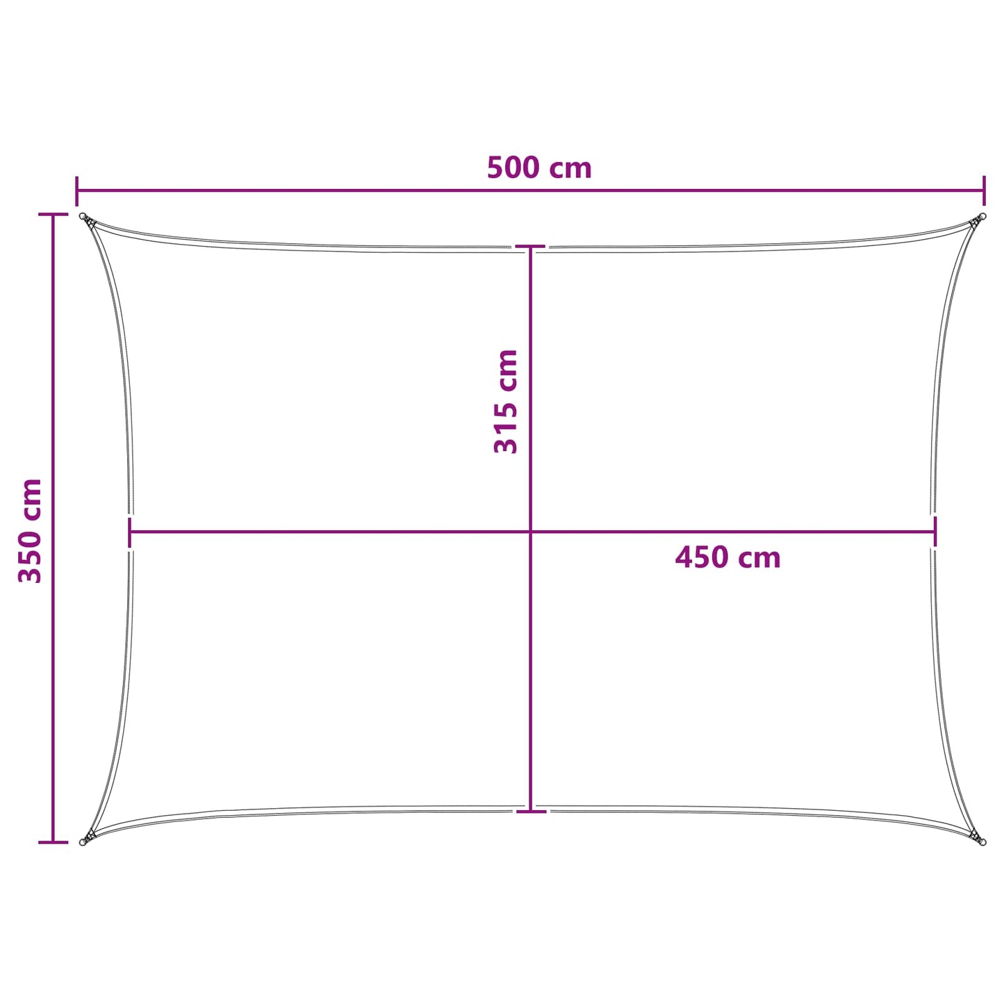 Sonnensegel 3,5 x 5 m HDPE Rechteckig Blau und Weiß