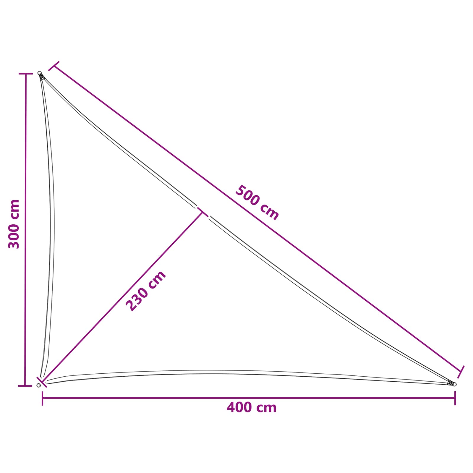 Sonnensegel 3 x 4 x 5 m HDPE Dreieckig Blau und Weiß