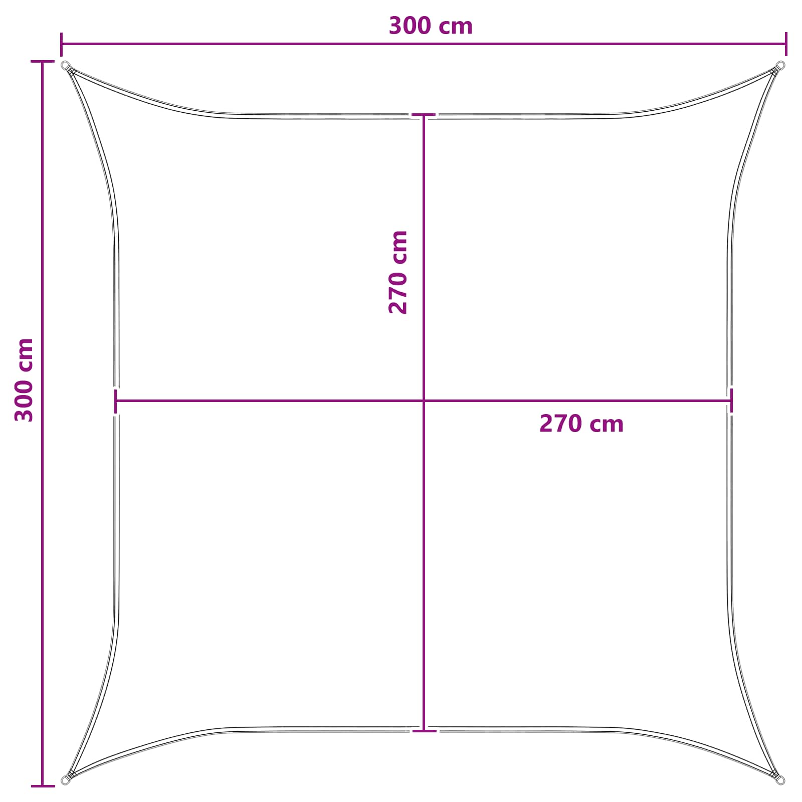 Sonnensegel Hellgrau und Weiß 3 x 3 m HDPE