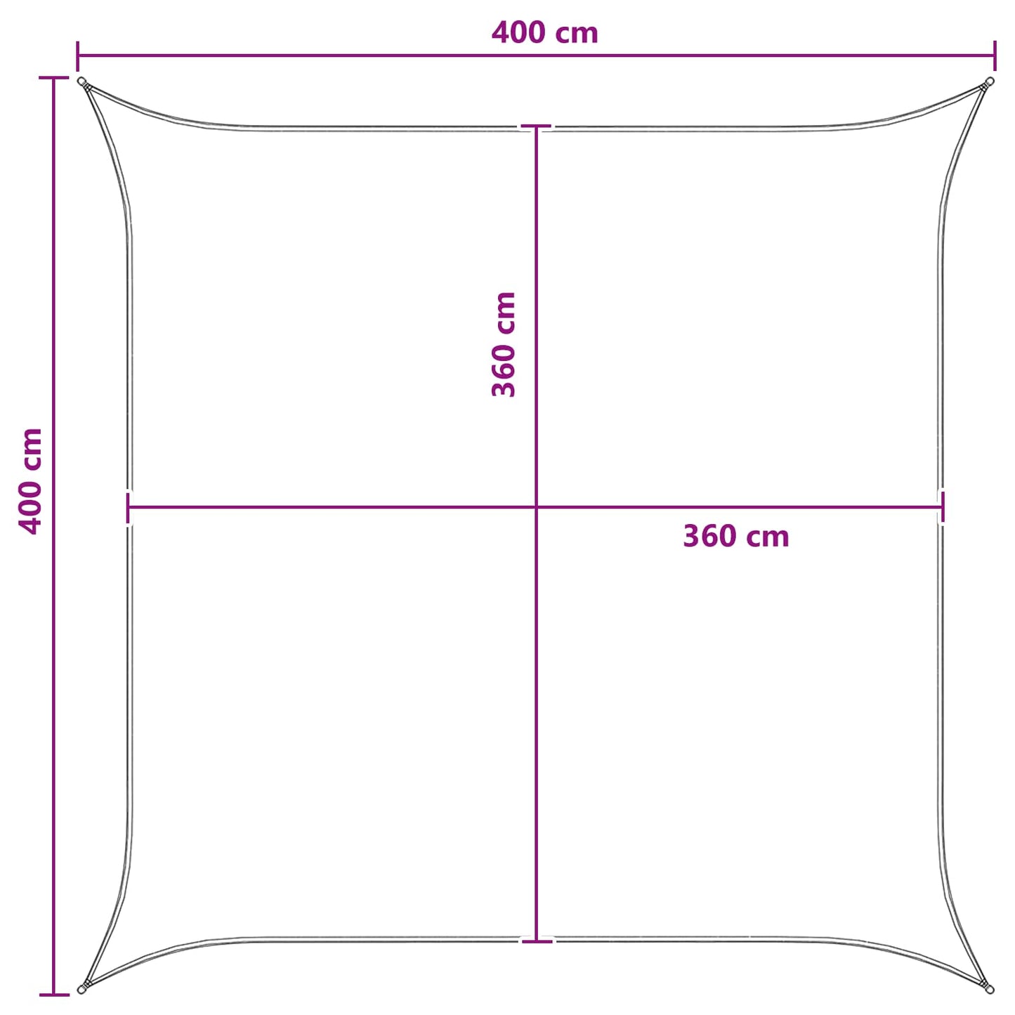 Sonnensegel Hellgrau und Weiß 4 x 4 m HDPE