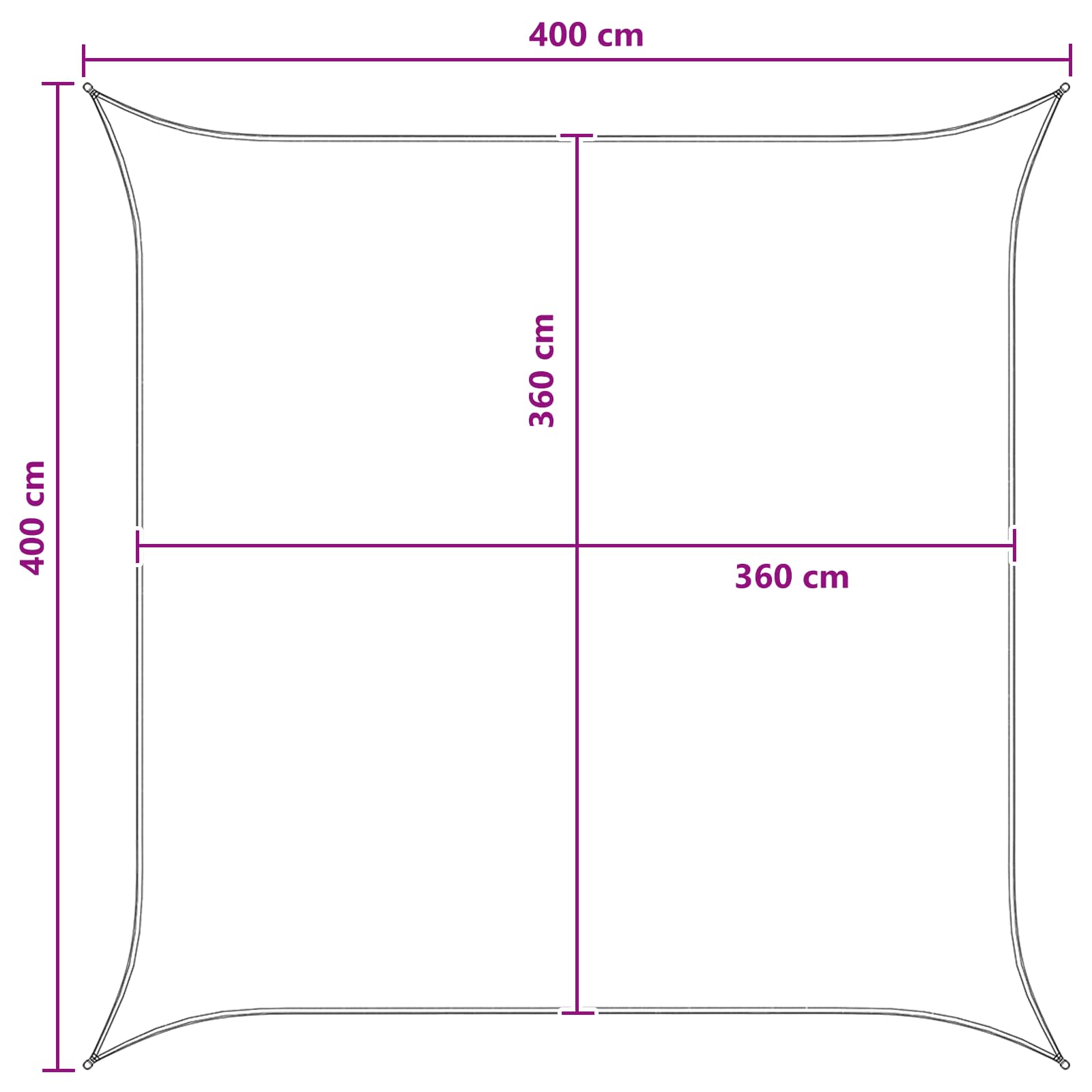 Sonnensegel Hellgrau und Weiß 4 x 4 m HDPE