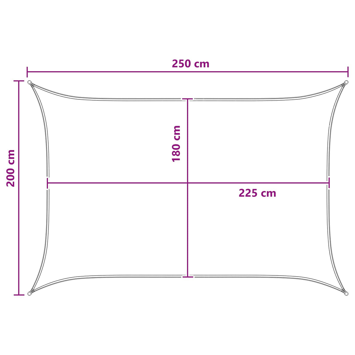 Sonnensegel Rechteckig 2 x 2,5 m HDPE Hellgrau und Weiß