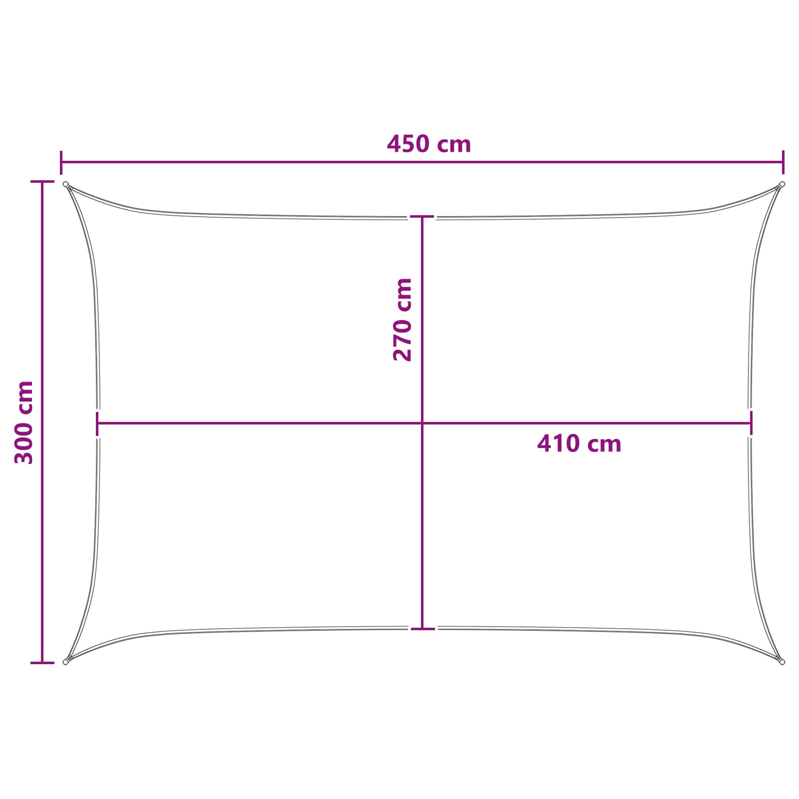 Sonnensegel 3 x 4,5 m HDPE Rechteckig Hellgrau und Weiß