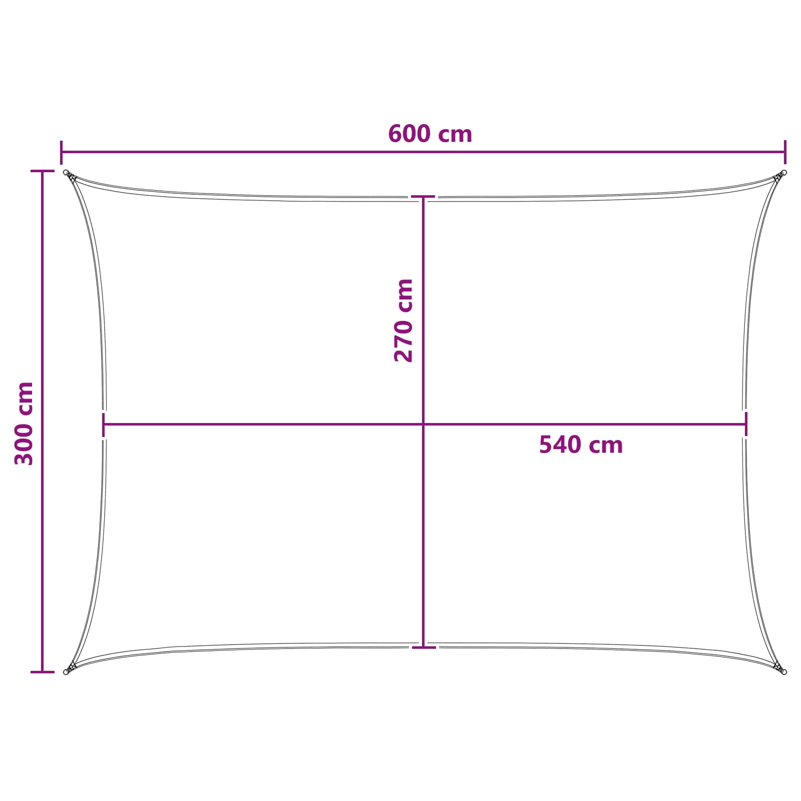 Sonnensegel 3 x 6 m HDPE Rechteckig Hellgrau und Weiß