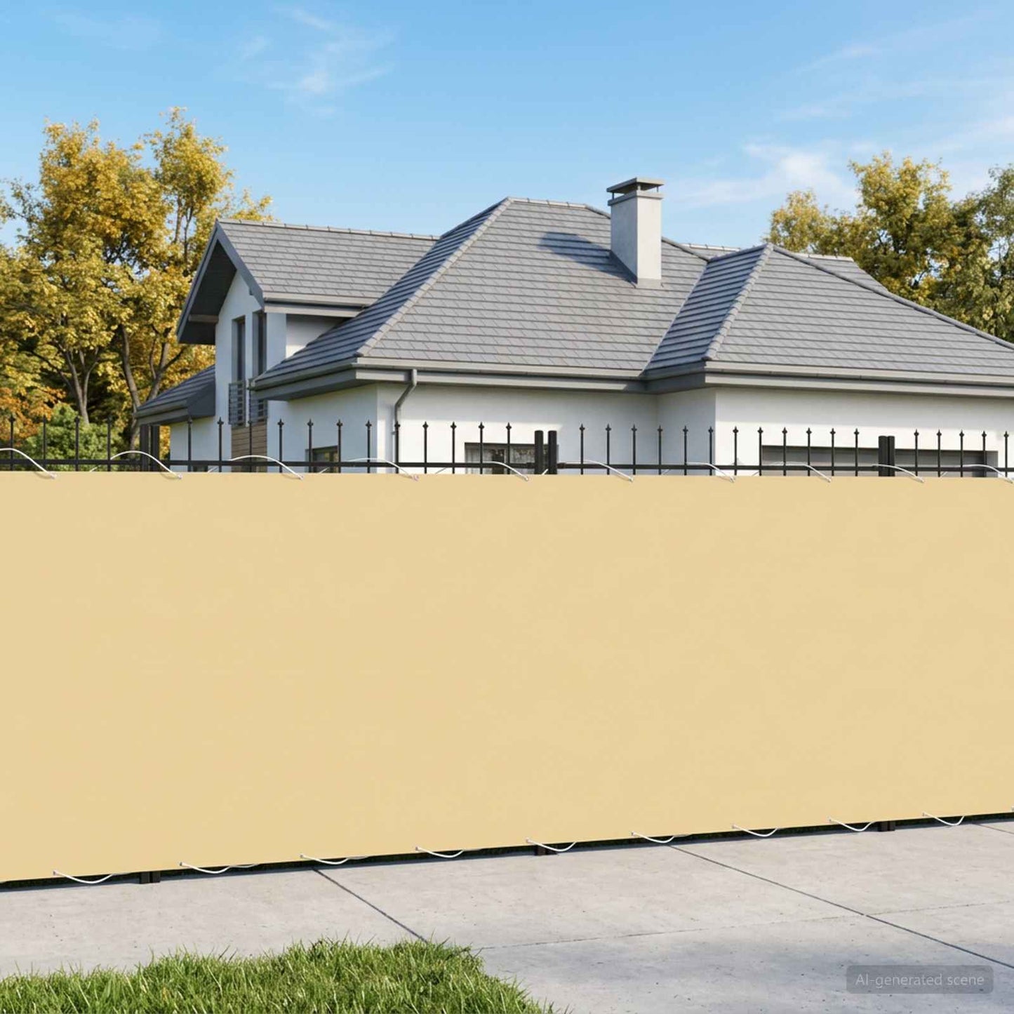 Balkon Sichtschutz 150 x 500 cm Stoff mit PU-Beschichtung Sand