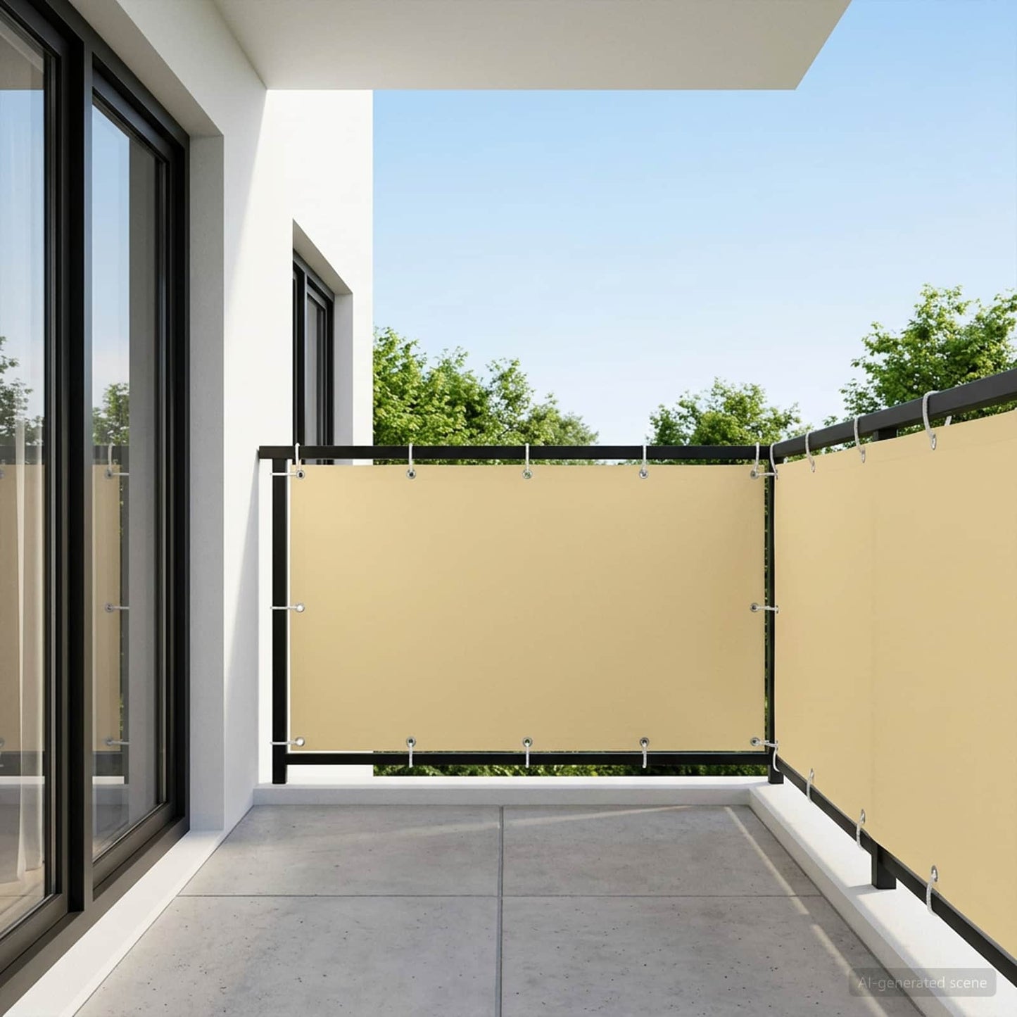 Balkon Sichtschutz 150 x 500 cm Stoff mit PU-Beschichtung Sand
