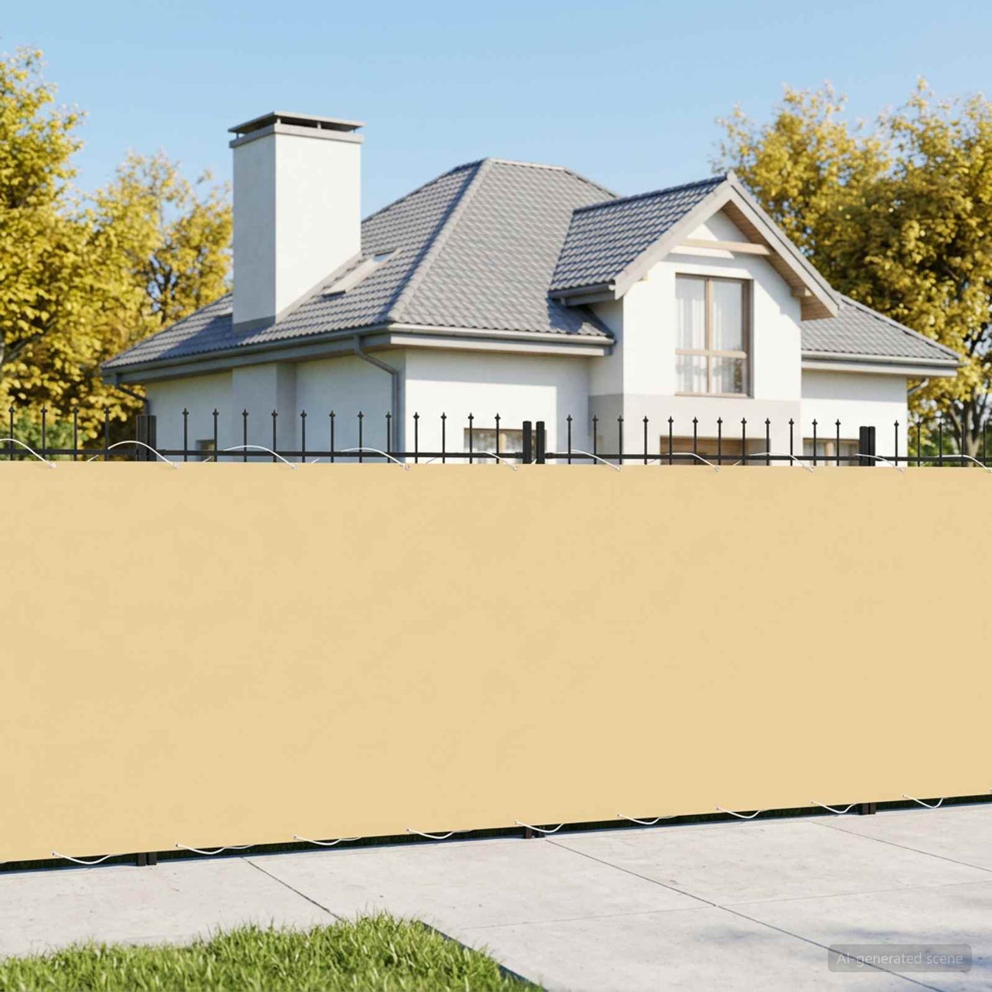 Balkon Sichtschutz 180 x 600 cm Stoff mit PU-Beschichtung Sand