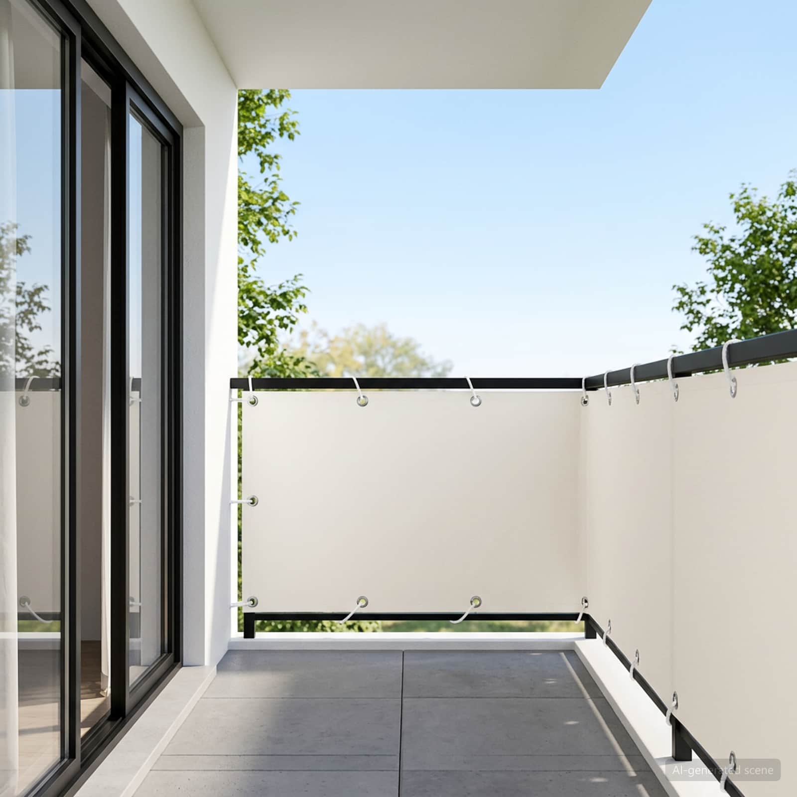 Balkon Sichtschutz 150 x 400 cm Stoff mit PU-Beschichtung Weiß