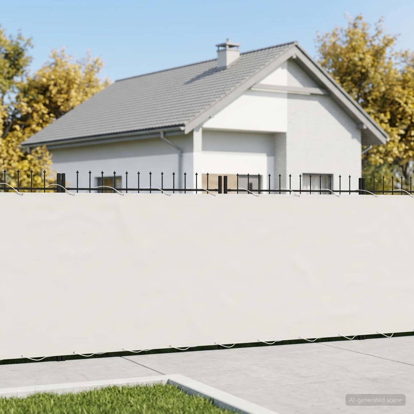 Balkon Sichtschutz 150 x 400 cm Stoff mit PU-Beschichtung Weiß