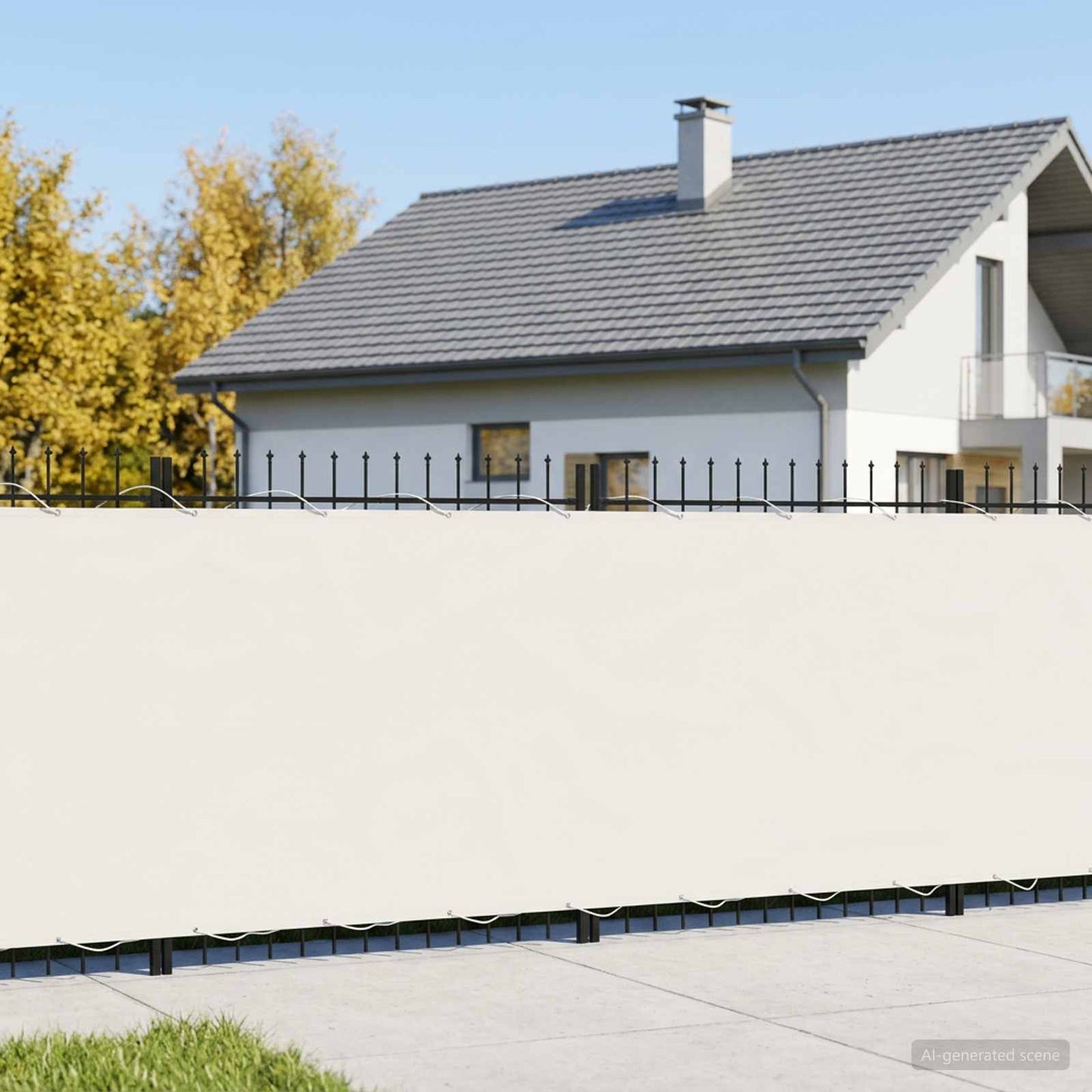 Balkon Sichtschutz 200 x 600 cm Stoff mit PU-Beschichtung Weiß