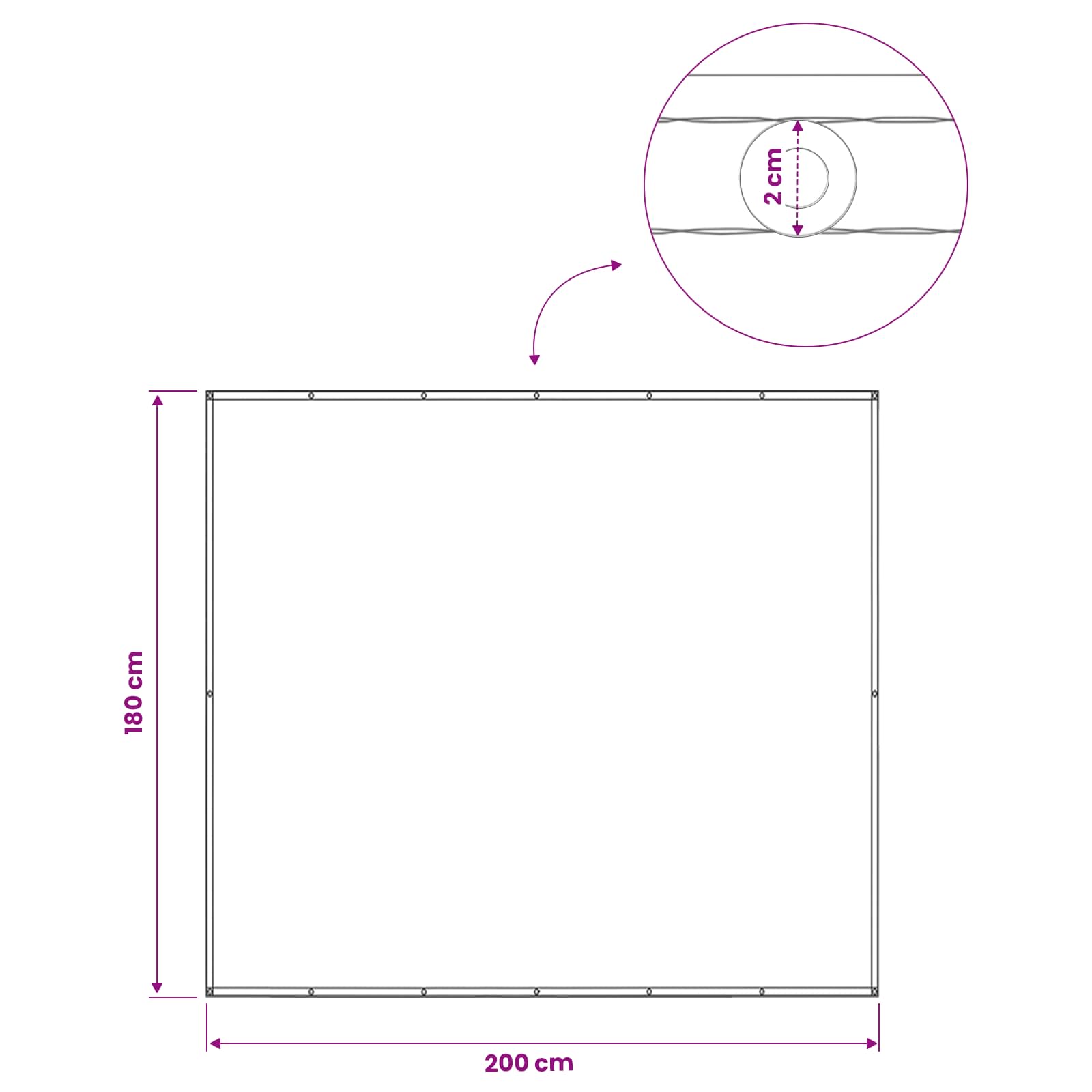 Balkon Sichtschutz 180 x 200 cm Stoff mit PU-Beschichtung Weiß