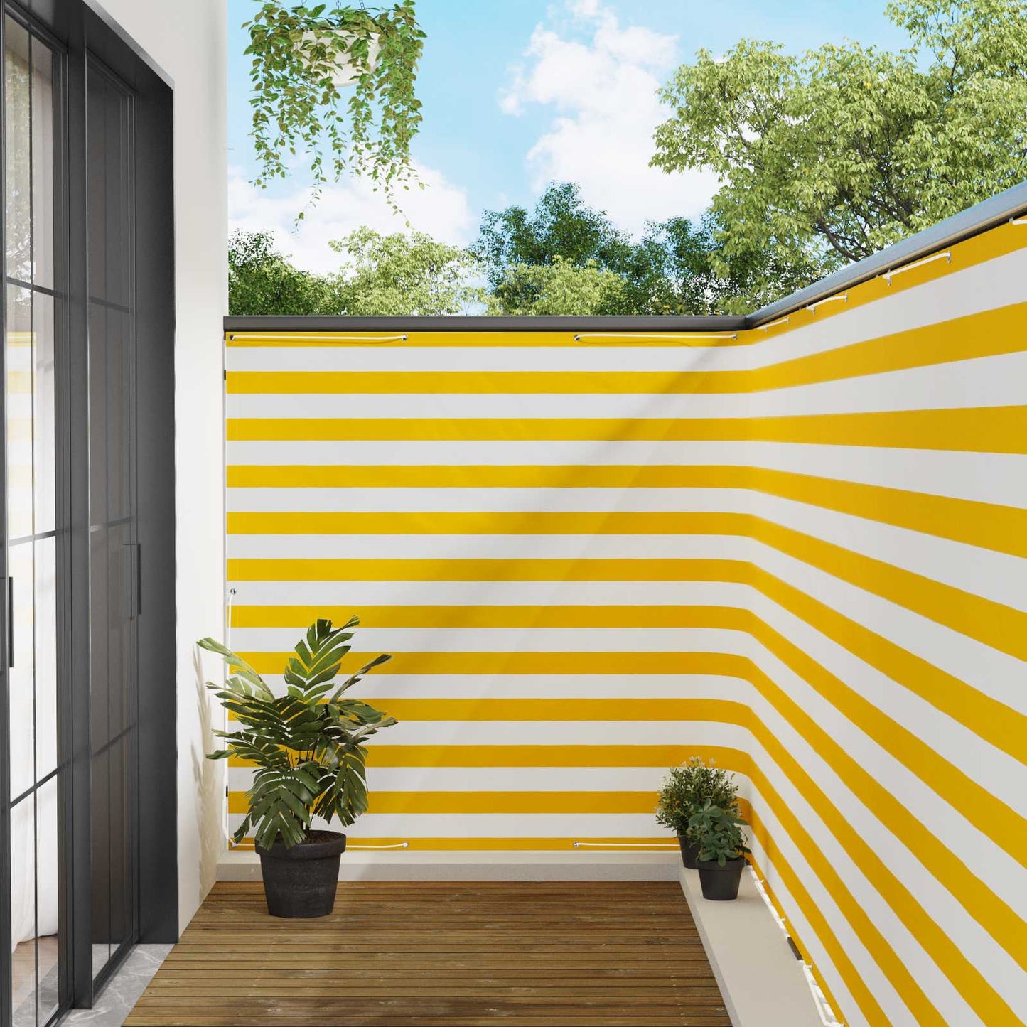Balkon Sichtschutz 150 x 300 cm Stoff mit PU-Beschichtung