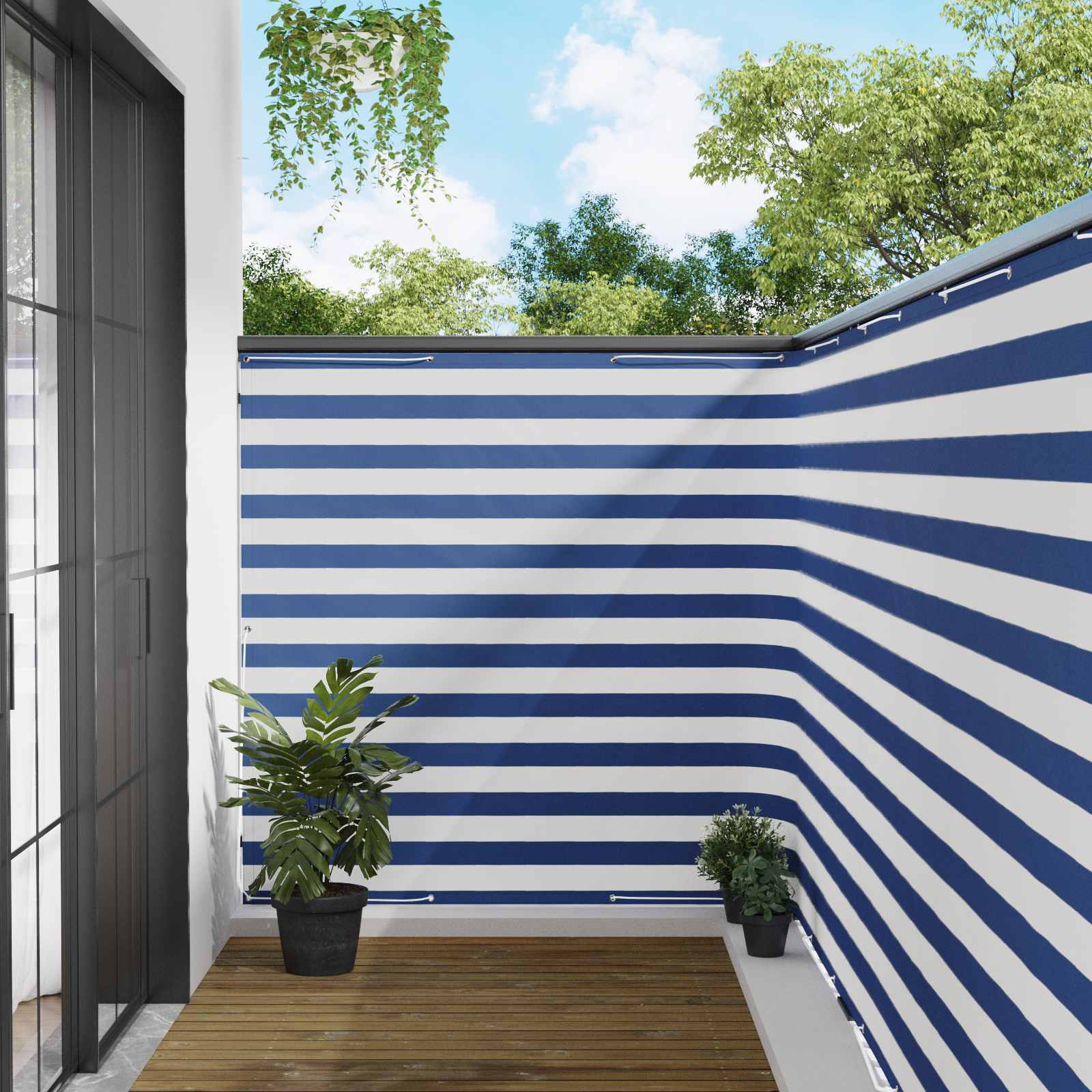 Balkon Sichtschutz 150 x 400 cm Stoff mit PU-Beschichtung