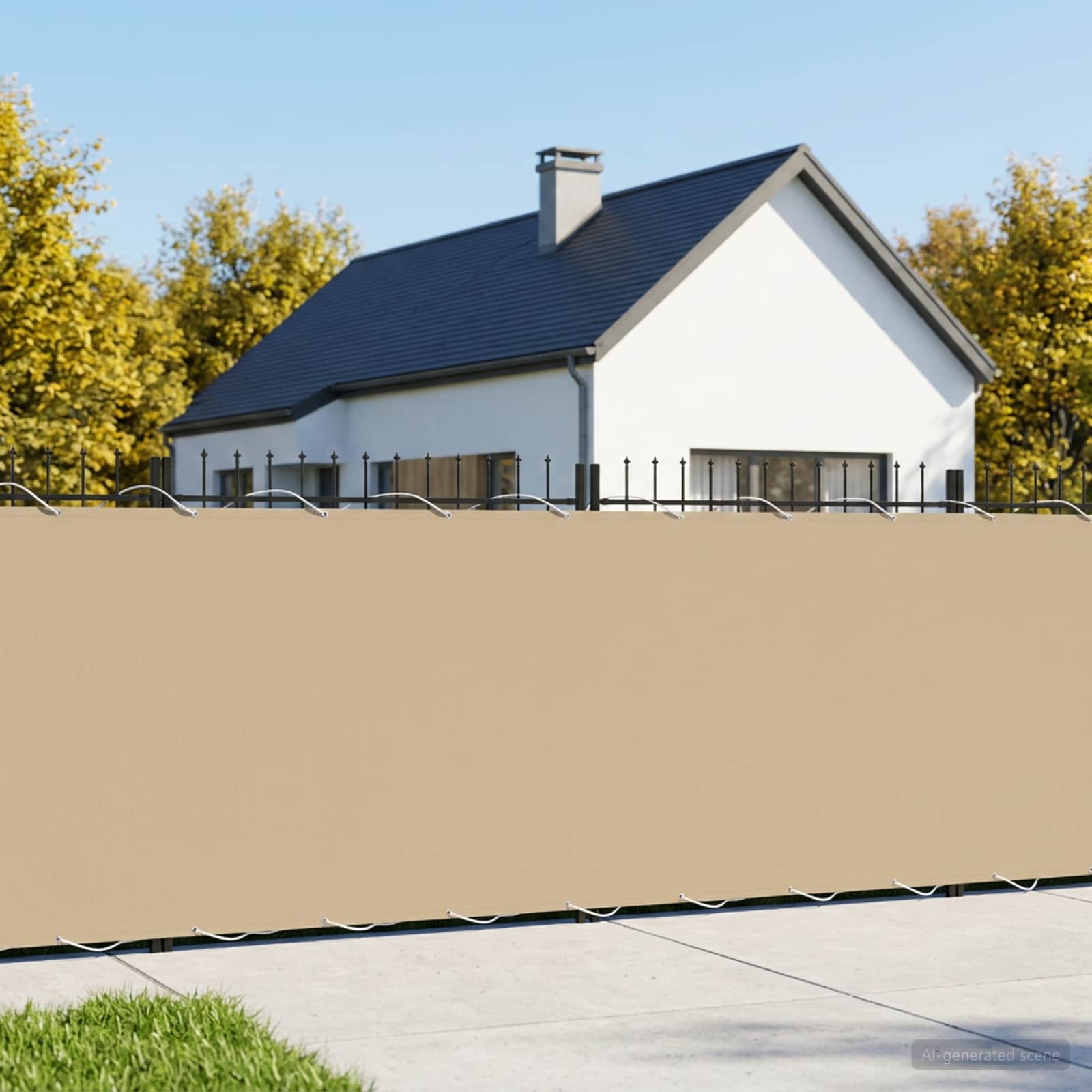 Balkon Sichtschutz 150 x 400 cm Stoff mit PU-Beschichtung Beige