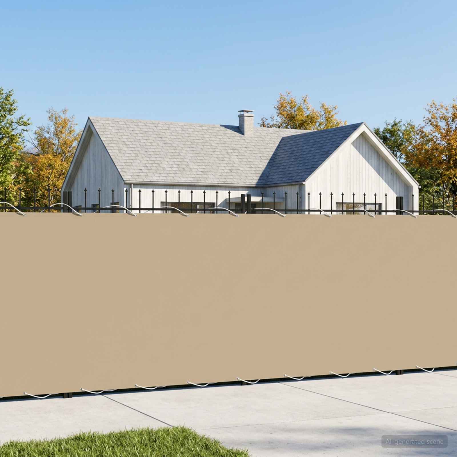 Balkon Sichtschutz 180 x 600 cm Stoff mit PU-Beschichtung Beige