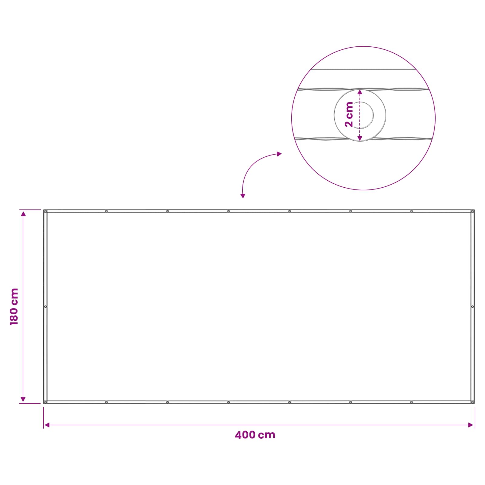 Balkon Sichtschutz 180 x 400 cm Stoff mit PU-Beschichtung Beige