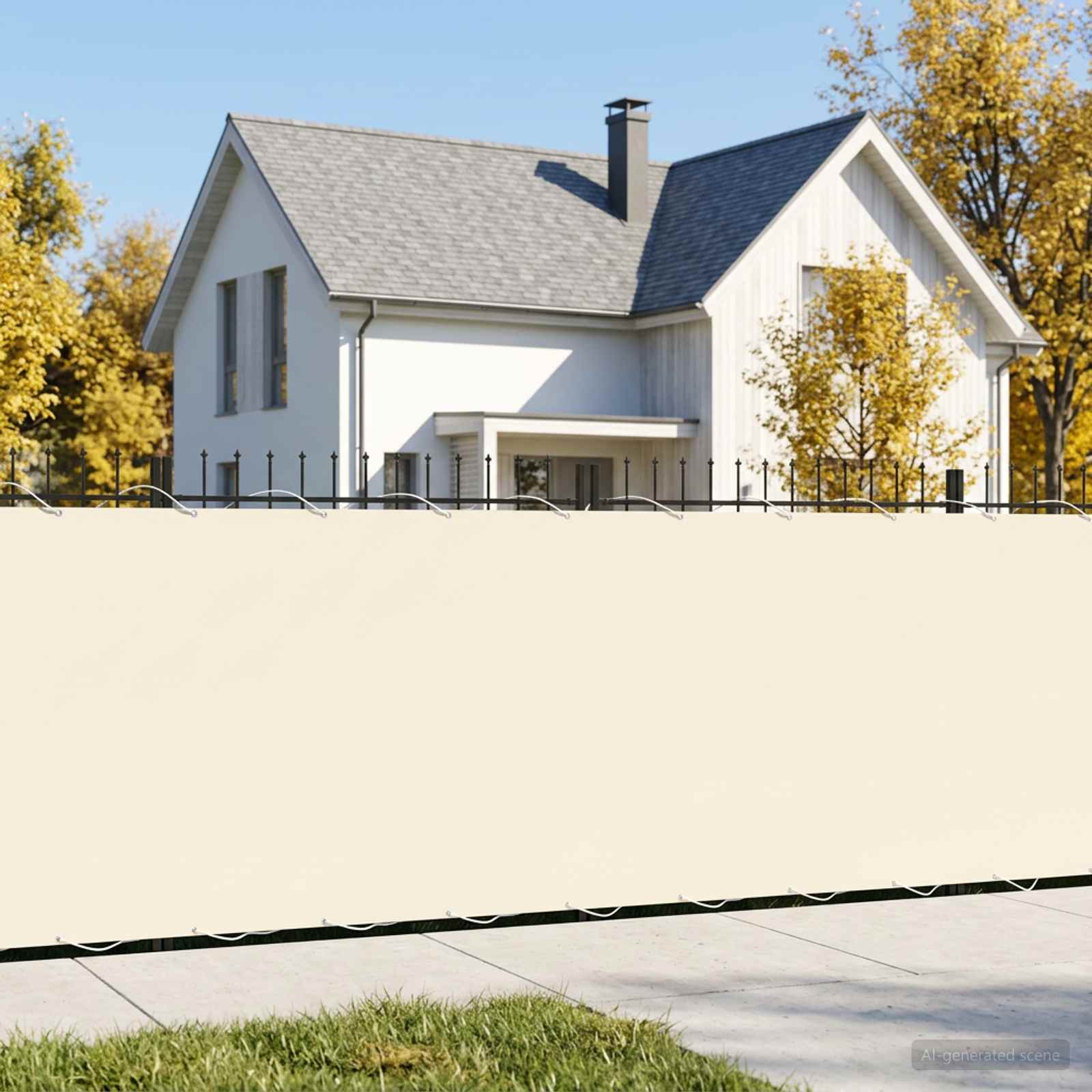Balkon Sichtschutz 150 x 700 cm Stoff mit PU-Beschichtung Creme