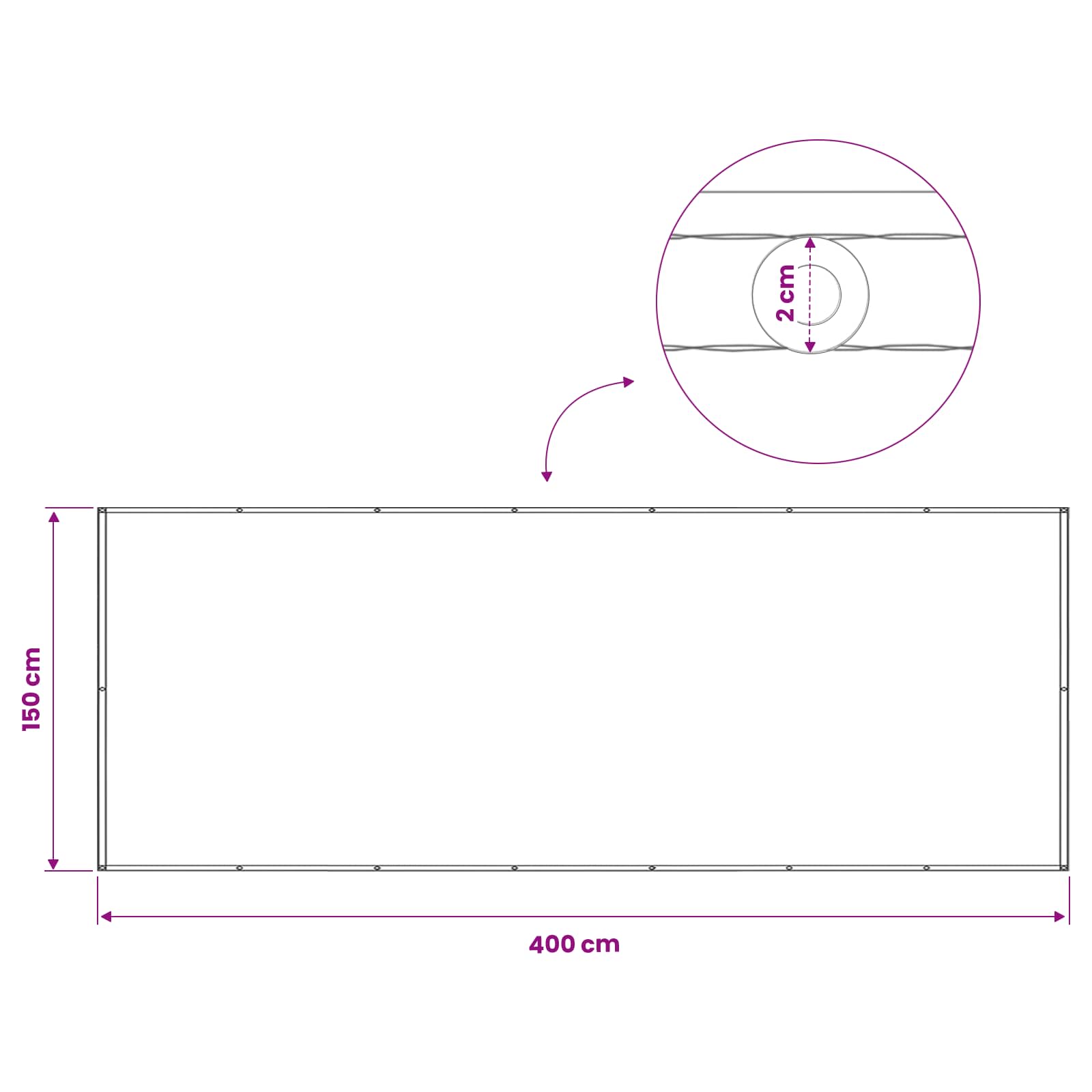 Balkon Sichtschutz 150 x 400 cm Stoff mit PU-Beschichtung Creme