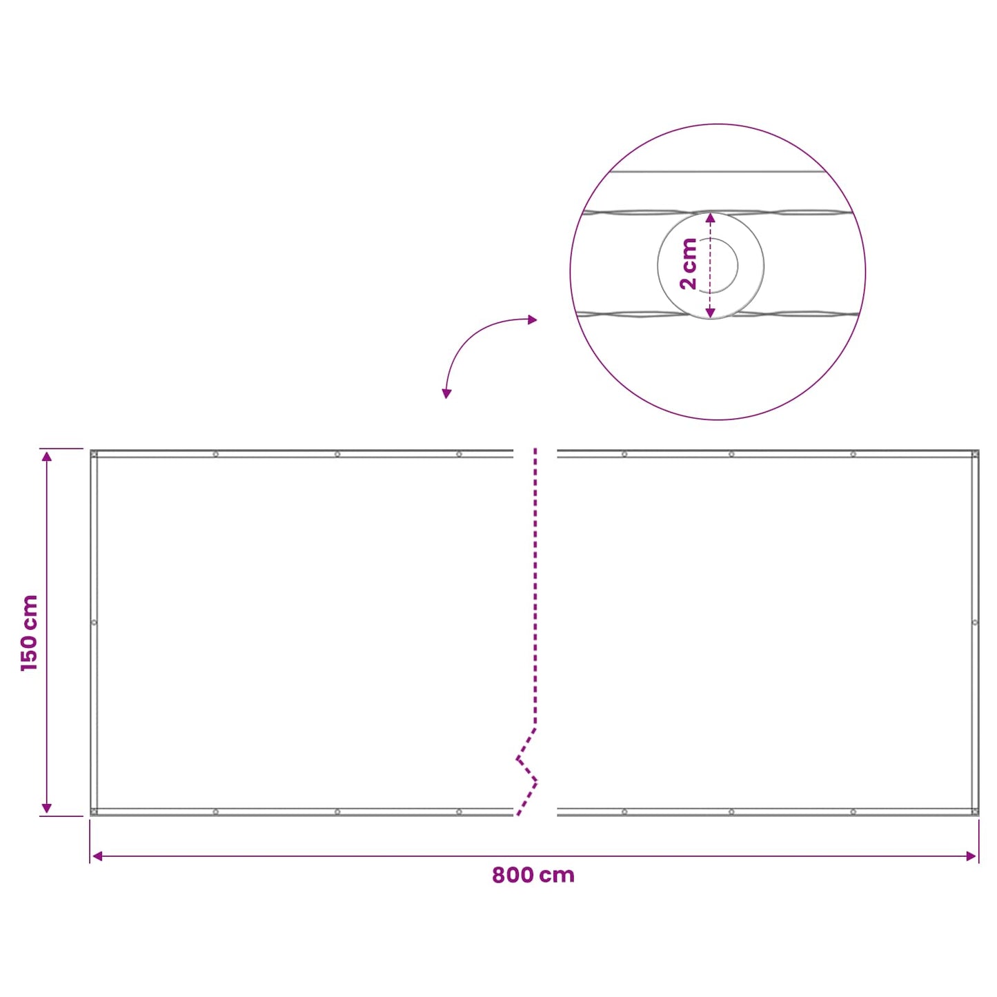 Balkon Sichtschutz 150 x 800 cm Stoff mit PU-Beschichtung Creme