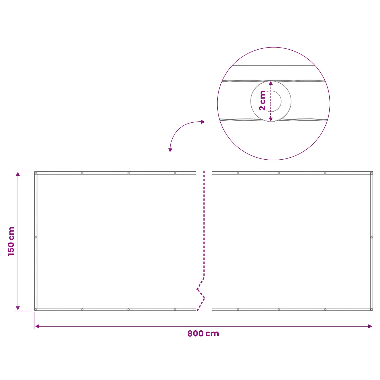 Balkon Sichtschutz 150 x 800 cm Stoff mit PU-Beschichtung Creme