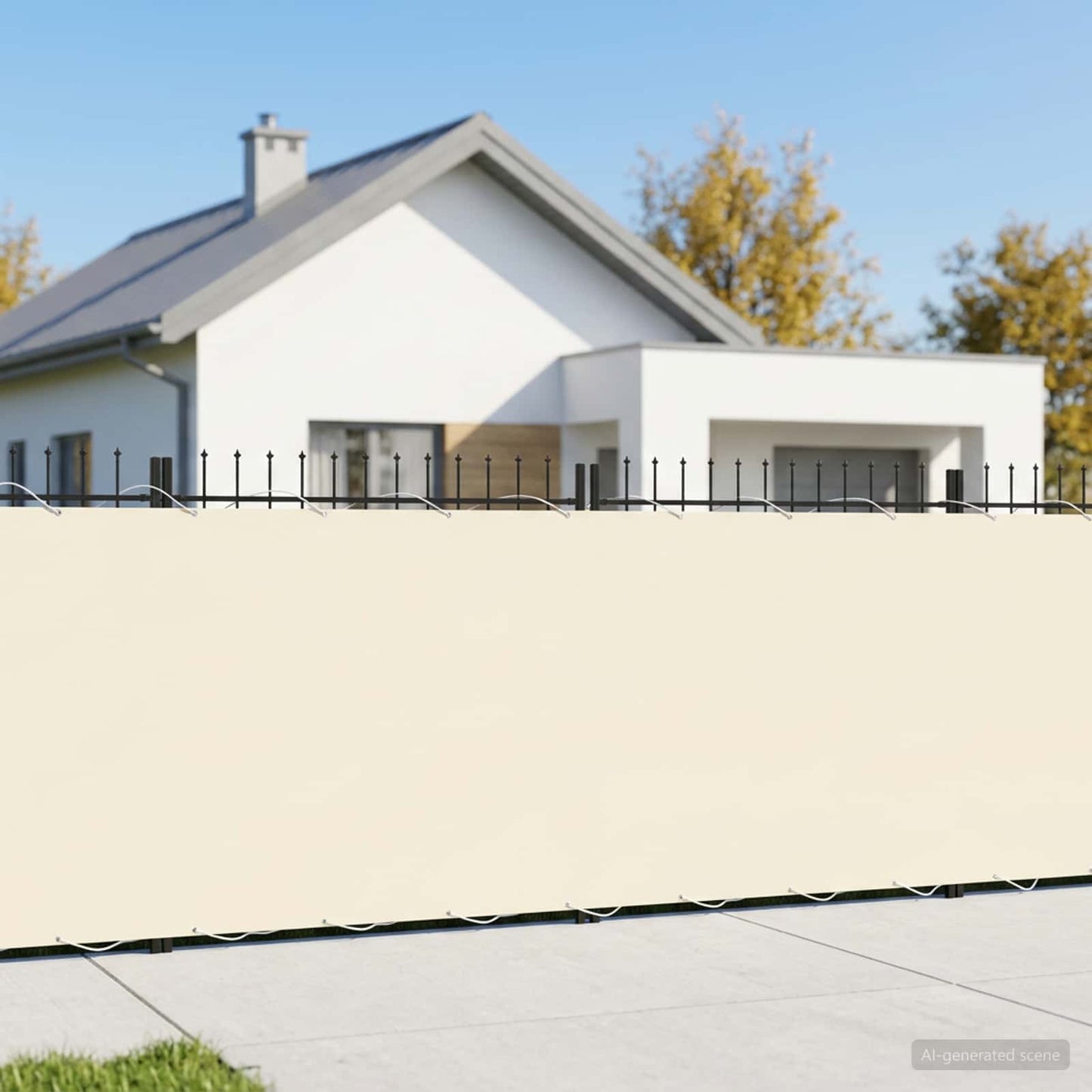 Balkon Sichtschutz 180 x 400 cm Stoff mit PU-Beschichtung Creme