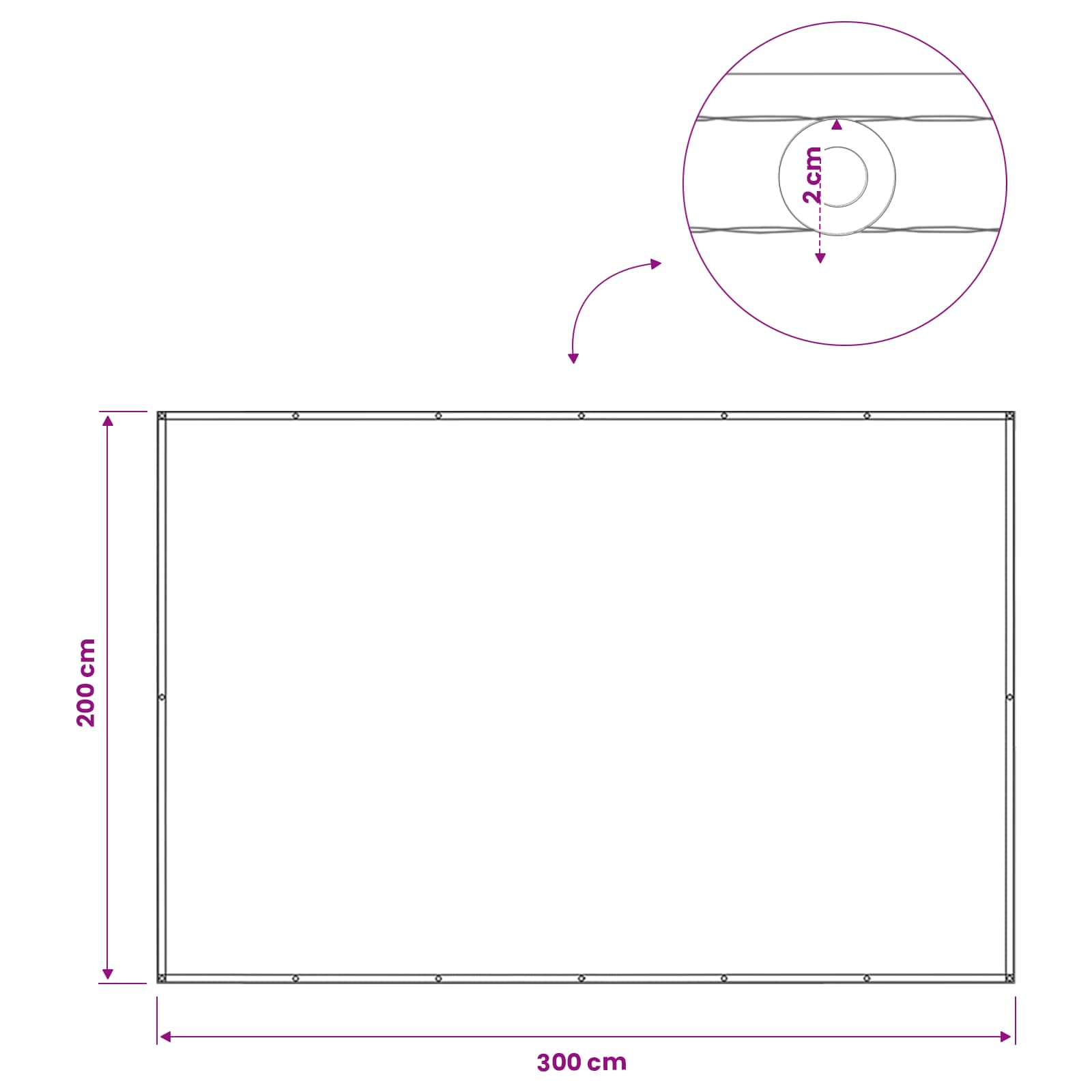 Balkon Sichtschutz 200 x 300 cm Stoff mit PU-Beschichtung Creme