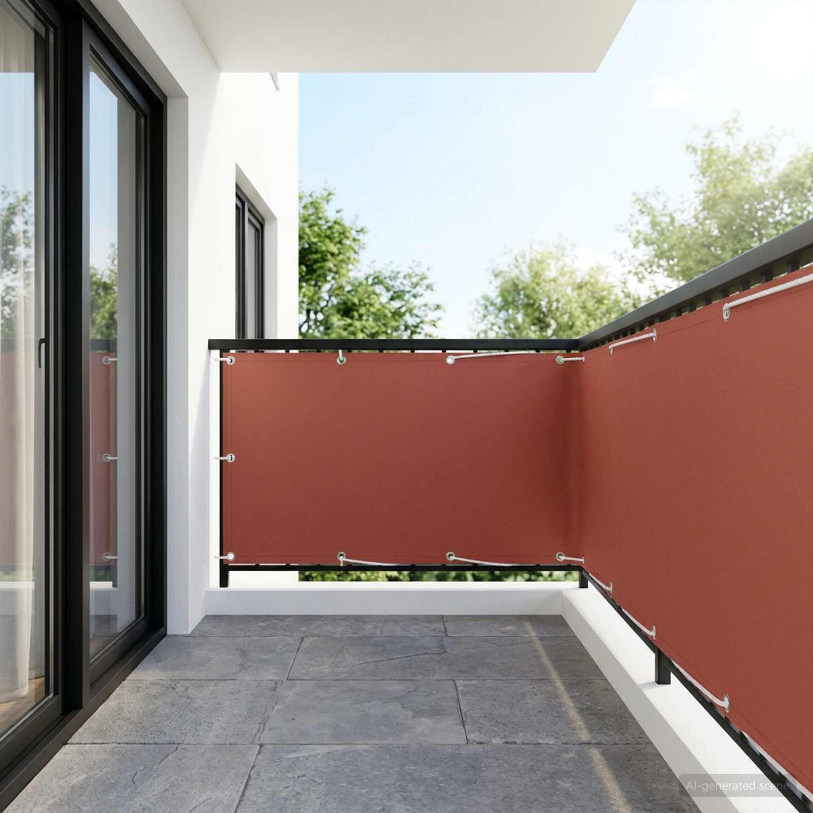 Balkon Sichtschutz 150 x 600 cm Stoff mit PU-Beschichtung