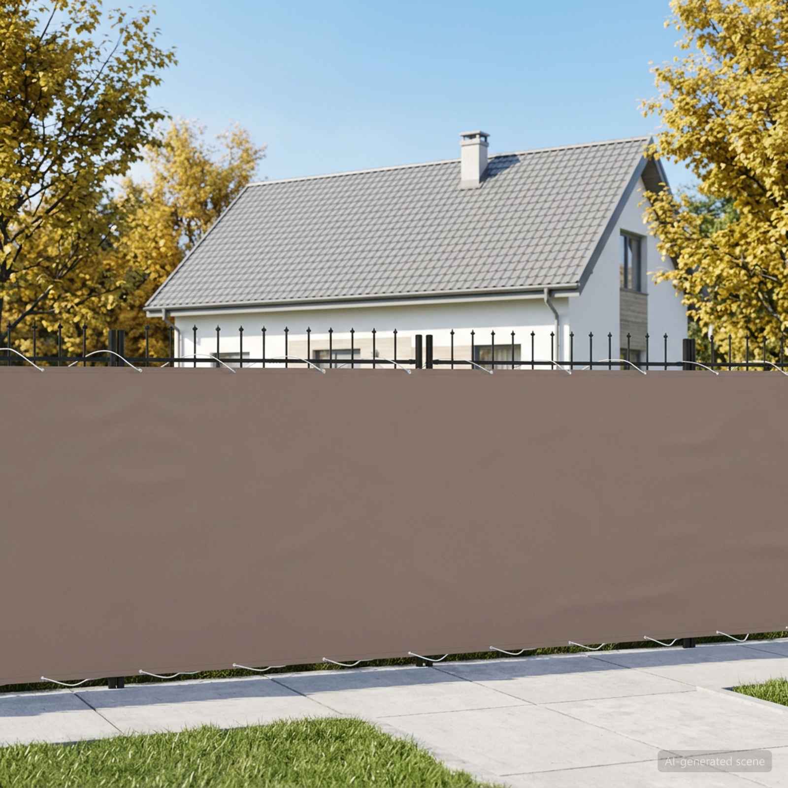 Balkon Sichtschutz 150 x 400 cm Stoff mit PU-Beschichtung Taupe