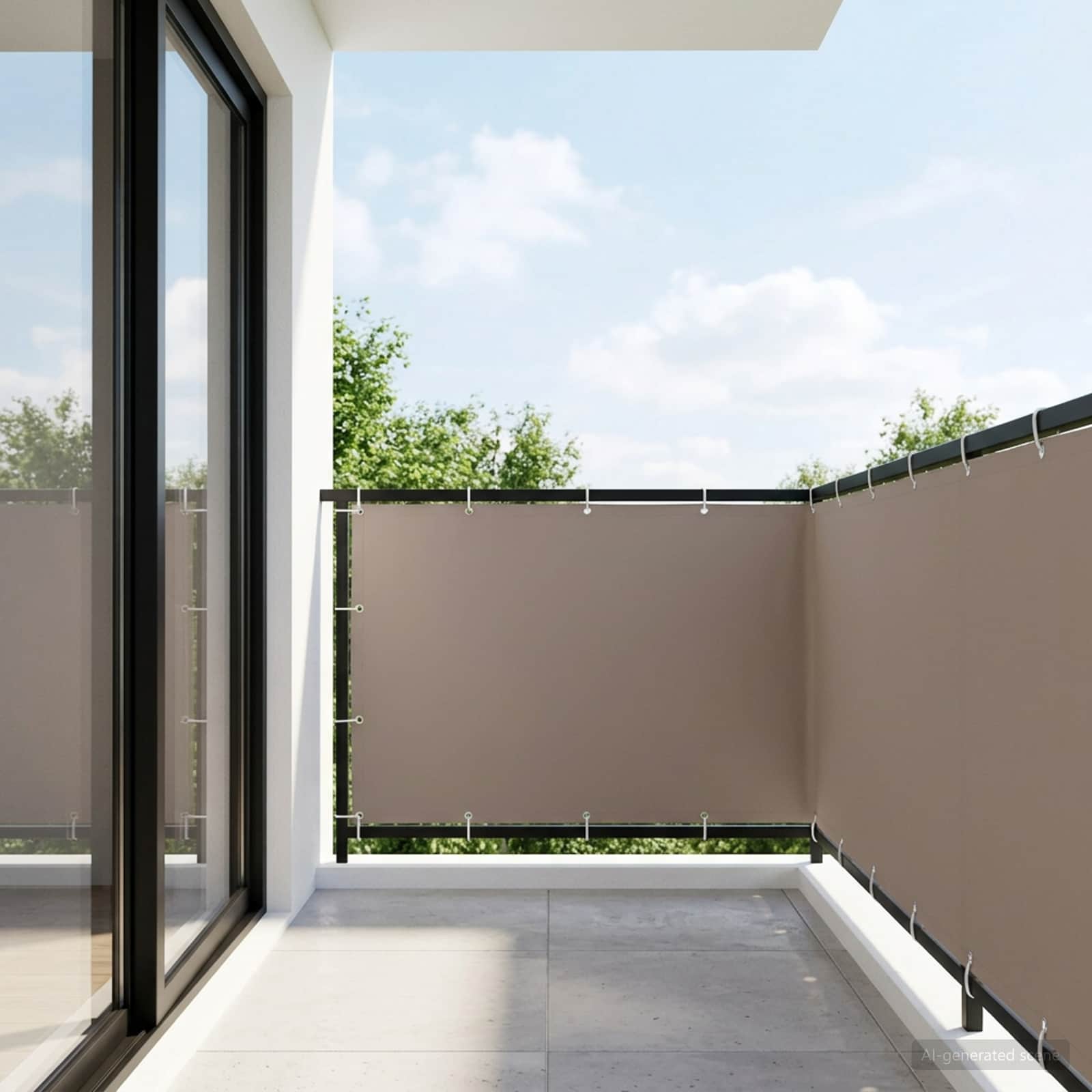 Balkon Sichtschutz 150 x 200 cm Stoff mit PU-Beschichtung Taupe