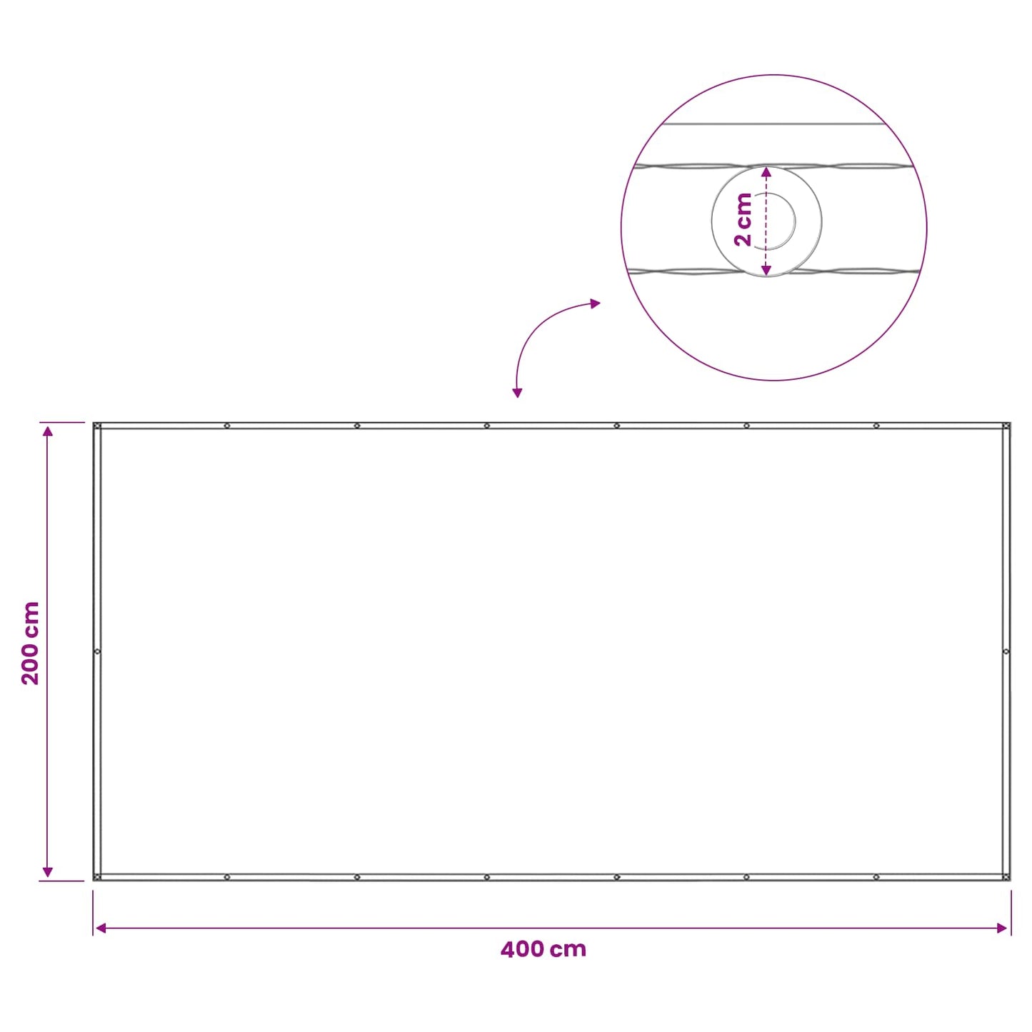 Balkon Sichtschutz 200 x 400 cm Stoff mit PU-Beschichtung Taupe