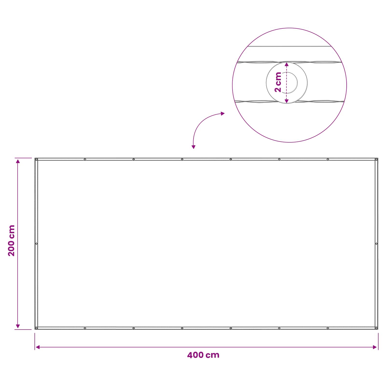 Balkon Sichtschutz 200 x 400 cm Stoff mit PU-Beschichtung Taupe