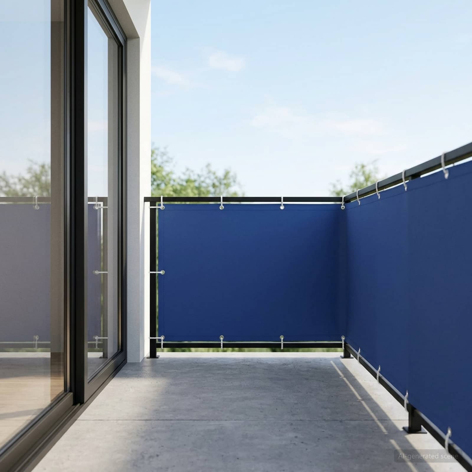 Balkon Sichtschutz 150 x 600 cm Stoff mit PU-Beschichtung Blau