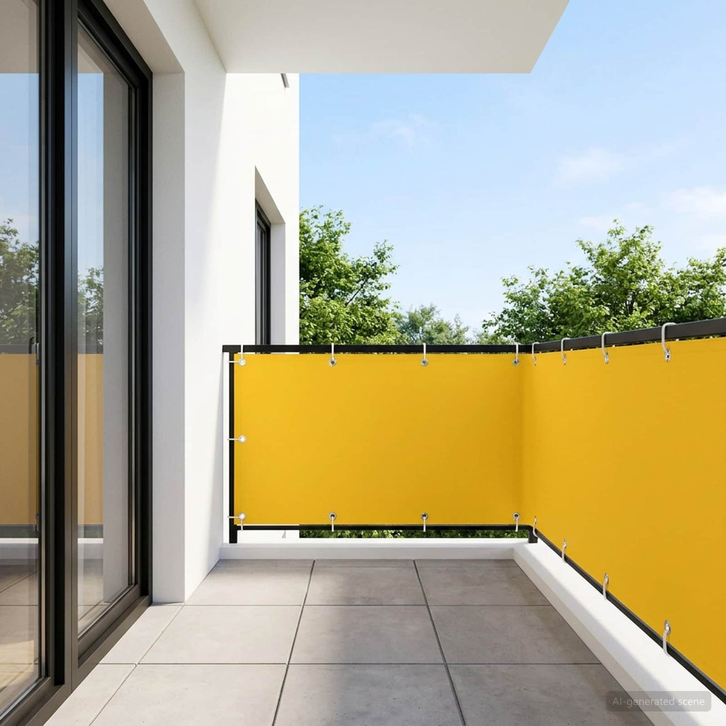 Balkon Sichtschutz 150 x 300 cm Stoff mit PU-Beschichtung Gelb