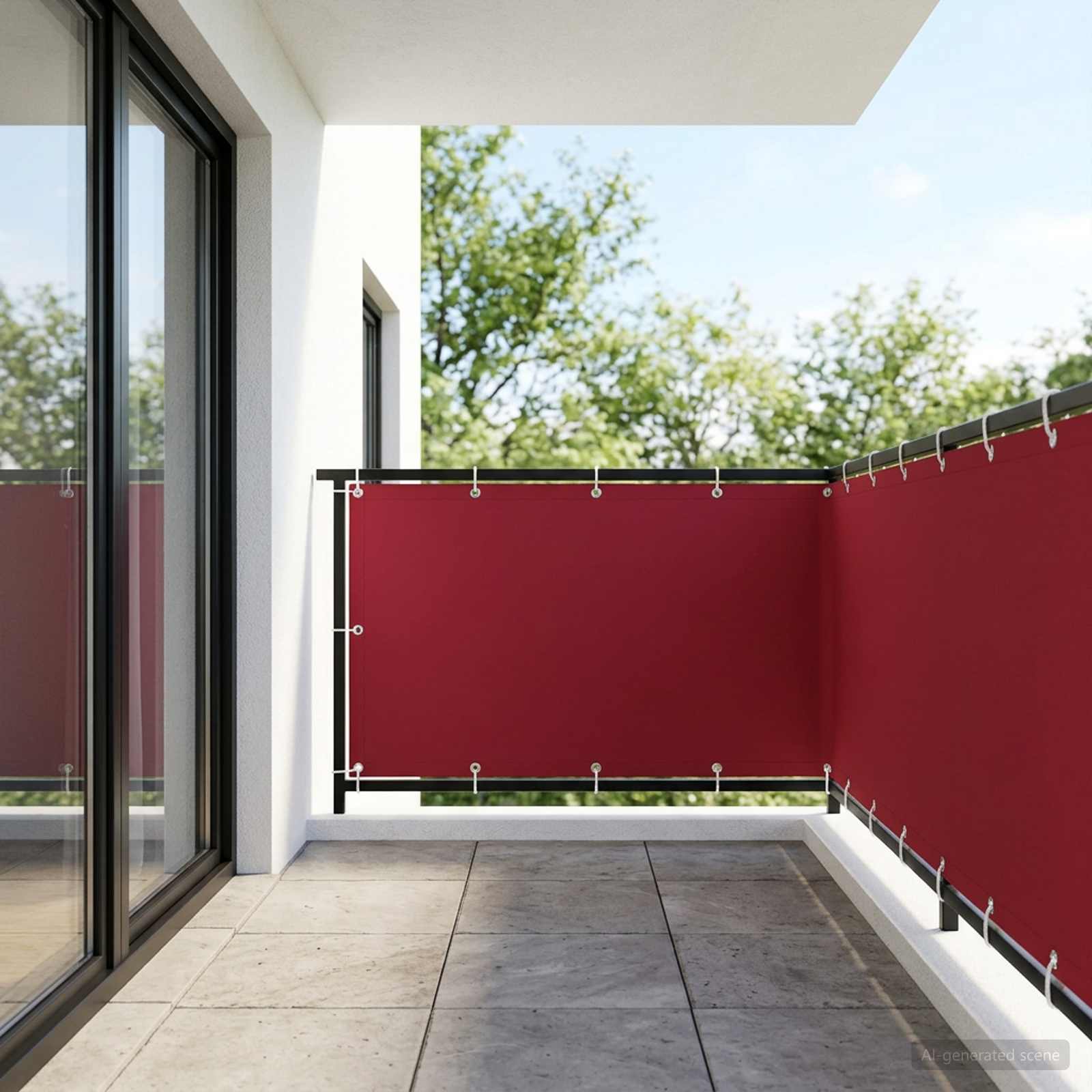 Balkon Sichtschutz 150 x 400 cm Stoff mit PU-Beschichtung Rot