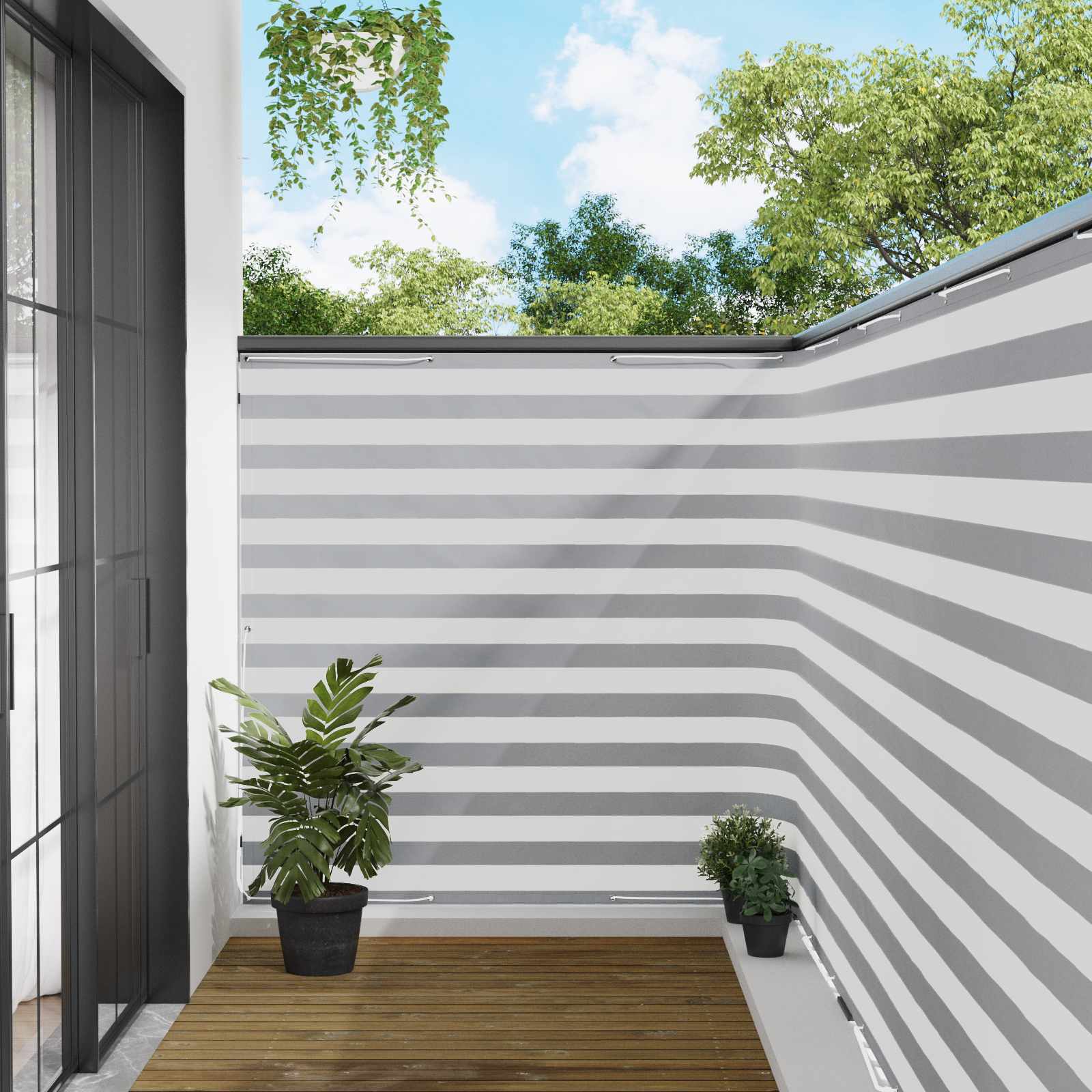 Balkon Sichtschutz 150 x 300 cm Stoff mit PU-Beschichtung