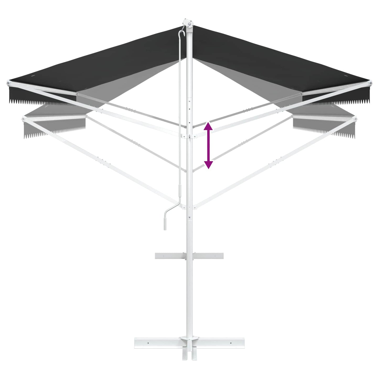 Freistehende Markise 5 x 3 m Polyester Anthrazit