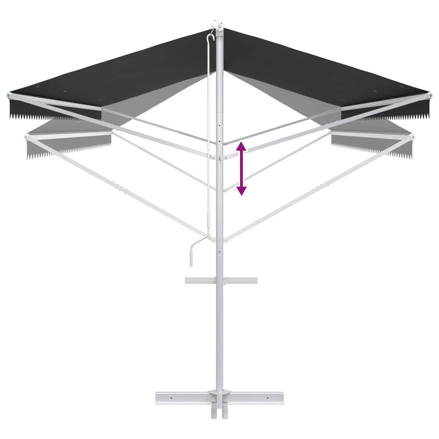 Freistehende Markise 6 x 3 m Polyester Anthrazit