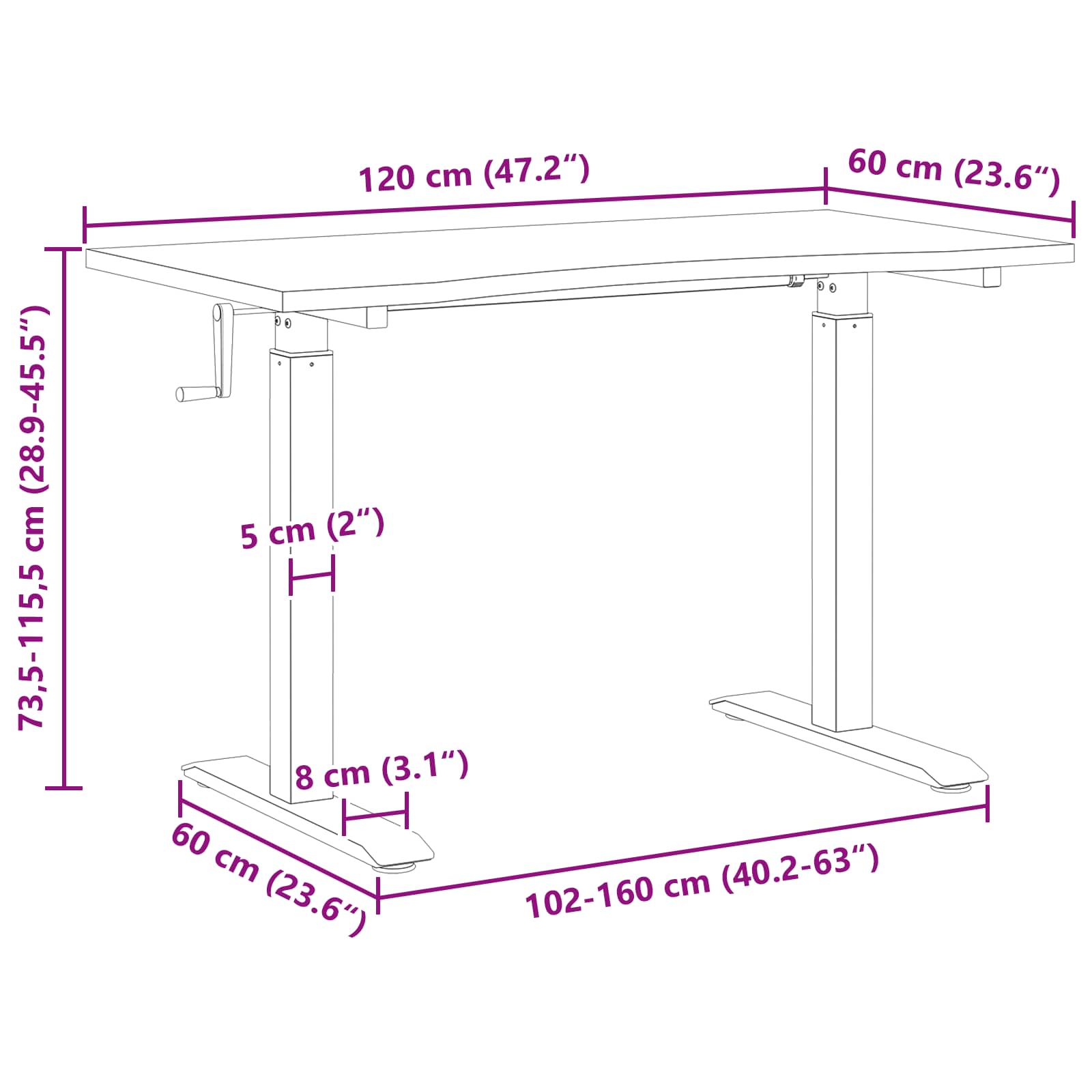 Schreibtisch Weiß und Natur 120 x 60 cm Massivholz Eiche