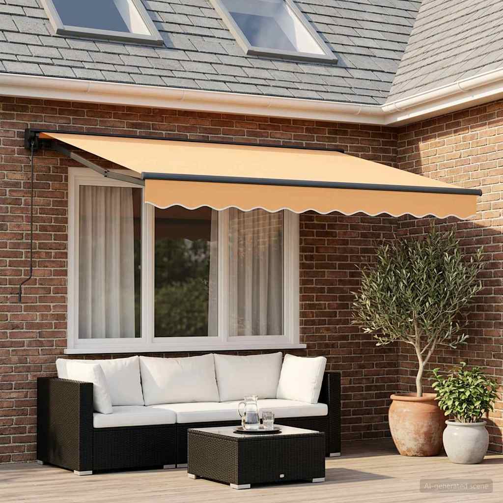 Einziehbare Markise Sand 3,5 x 2,5 m Polyester und Aluminium