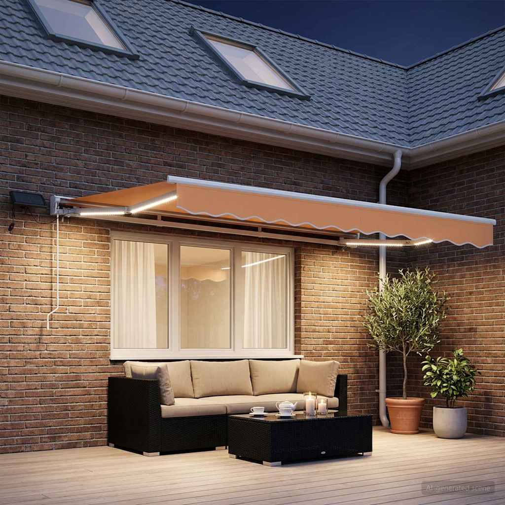 Manueller Markisenrahmen mit LEDs Sand 3,5 x 2,5 m